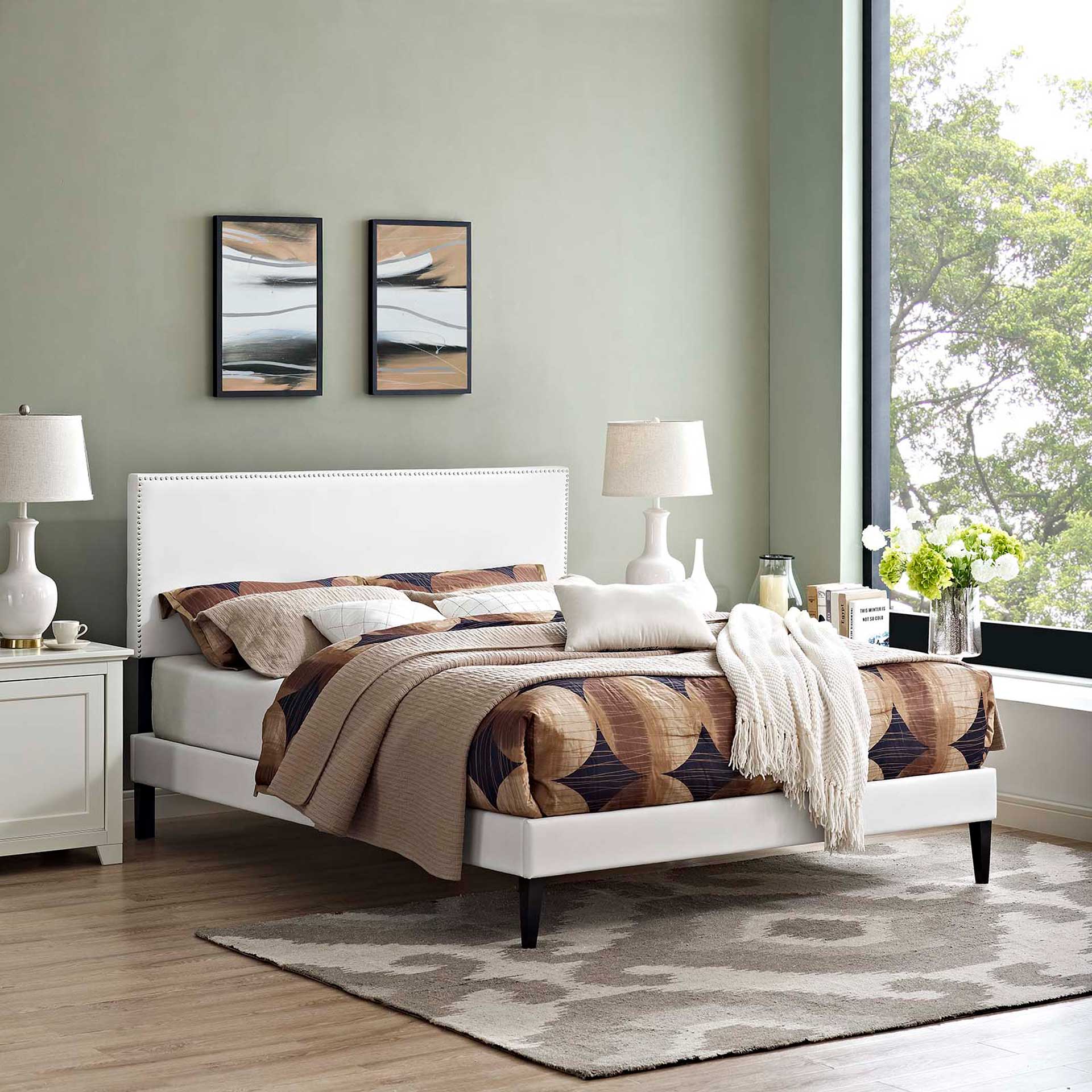 Methow Vinyl Platform Bed White - Image 5