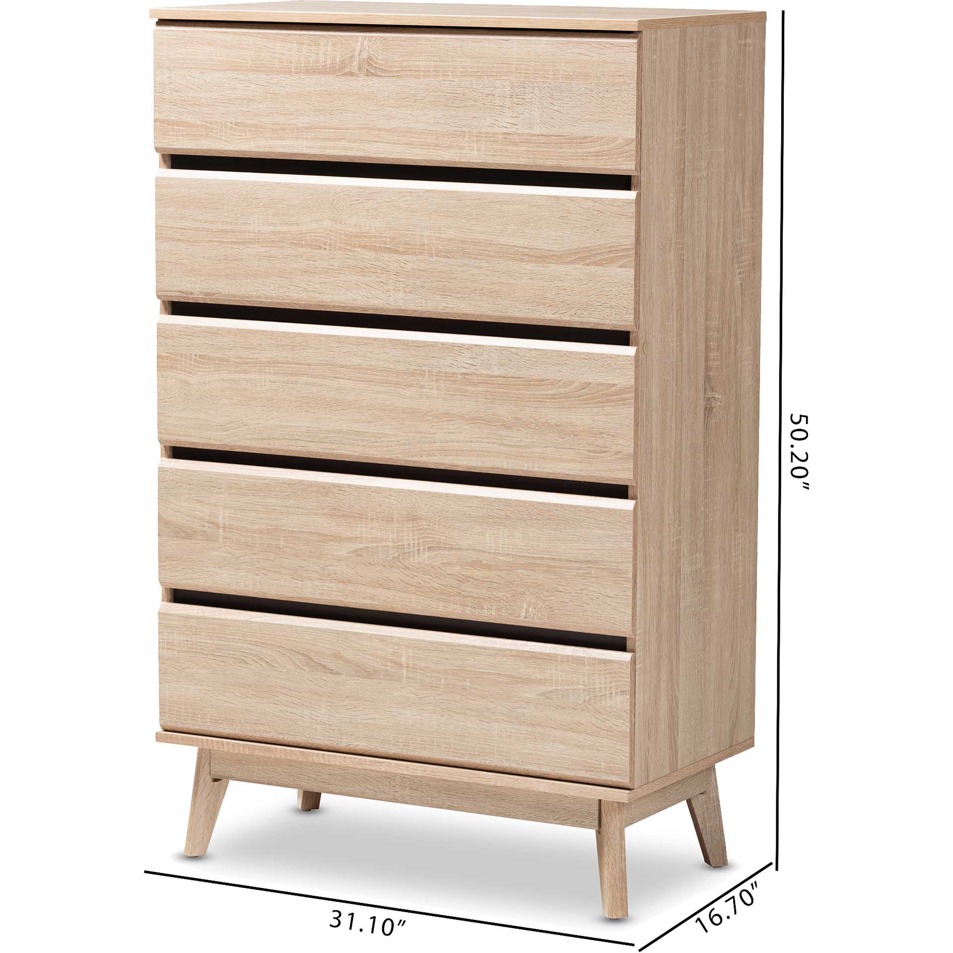 Miabella 5-Drawer Chest Oak/Dark Gray - Image 8