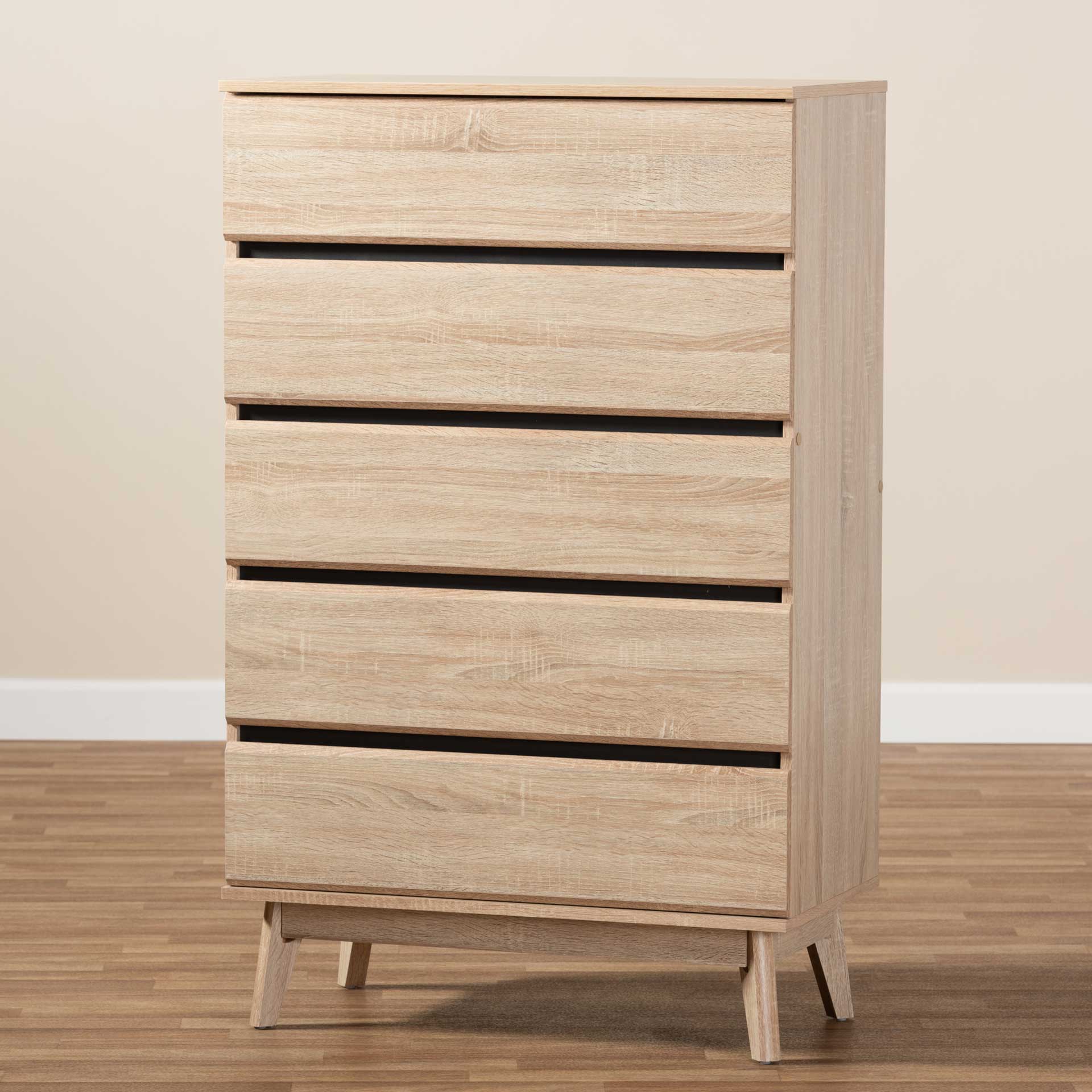 Miabella 5-Drawer Chest Oak/Dark Gray - Image 9
