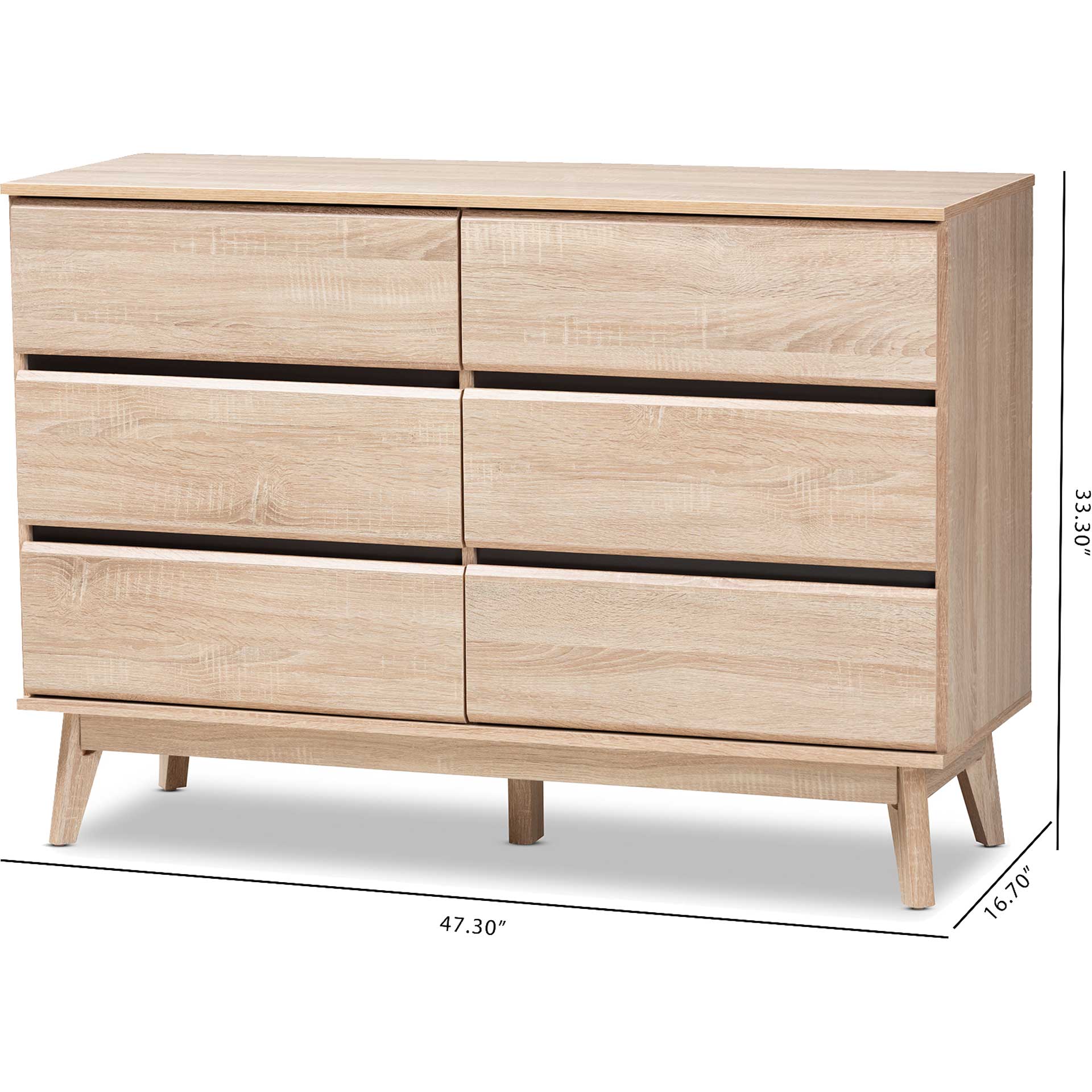 Miabella 6-Drawer Dresser Oak/Dark Gray - Image 8
