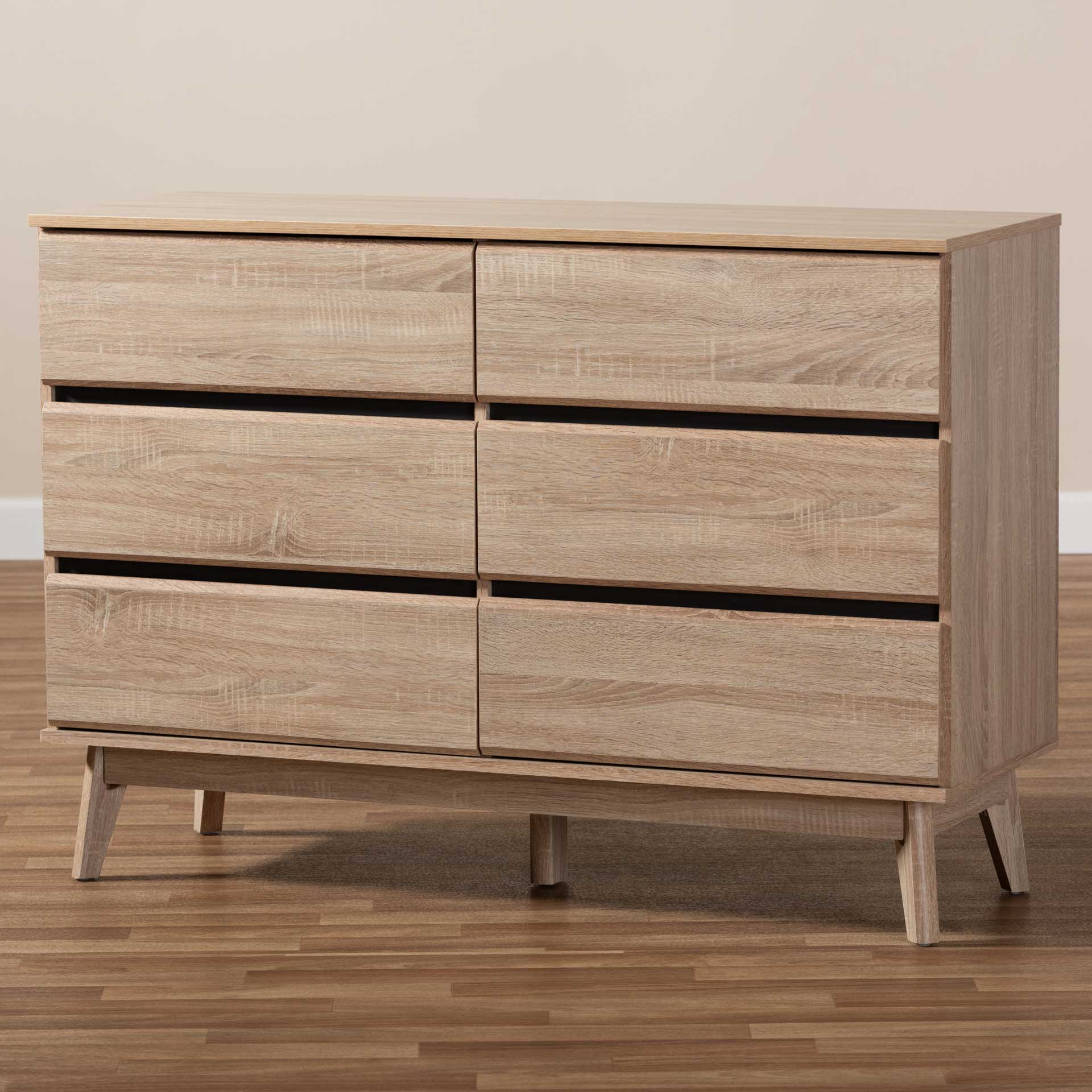 Miabella 6-Drawer Dresser Oak/Dark Gray - Image 9