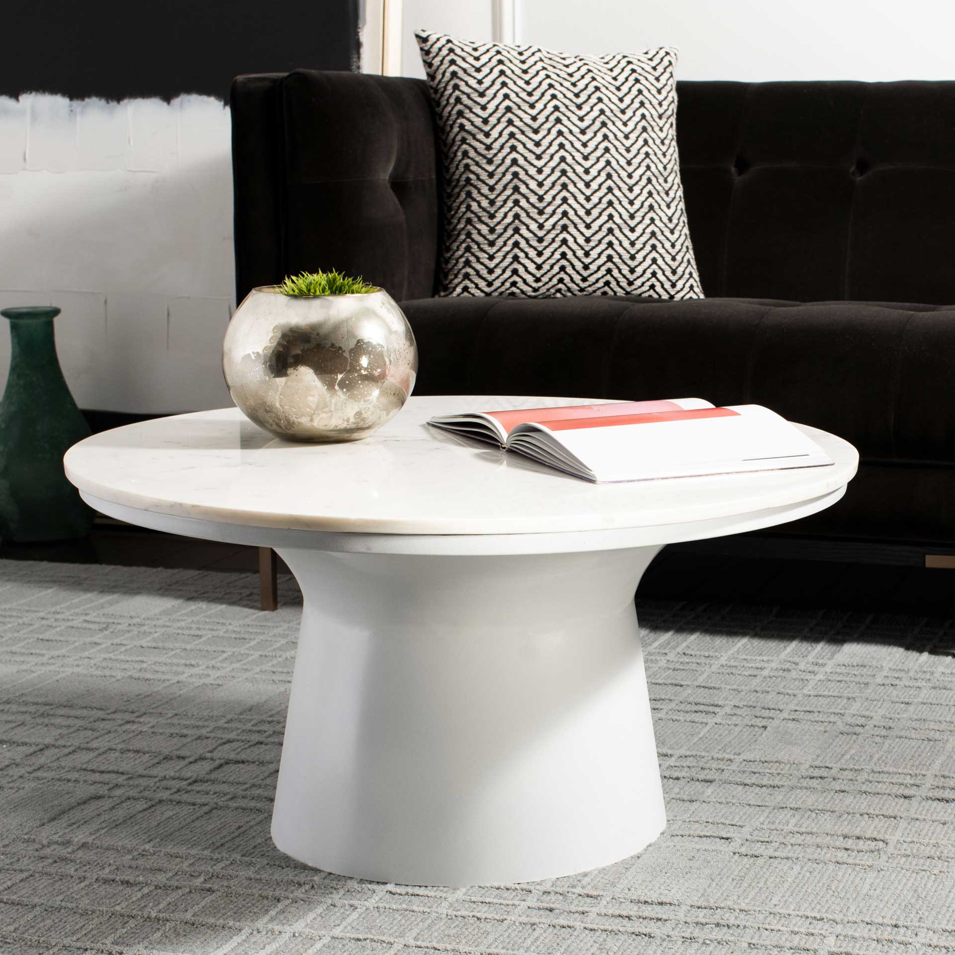 Michael Pedestal Coffee Table White - Image 3