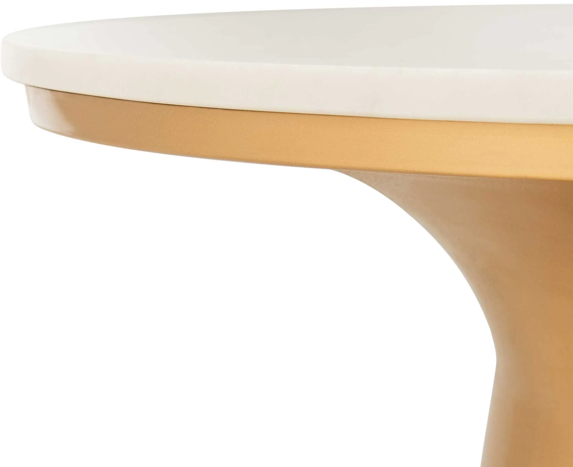Michael Pedestal Coffee Table White/Brass - Image 2
