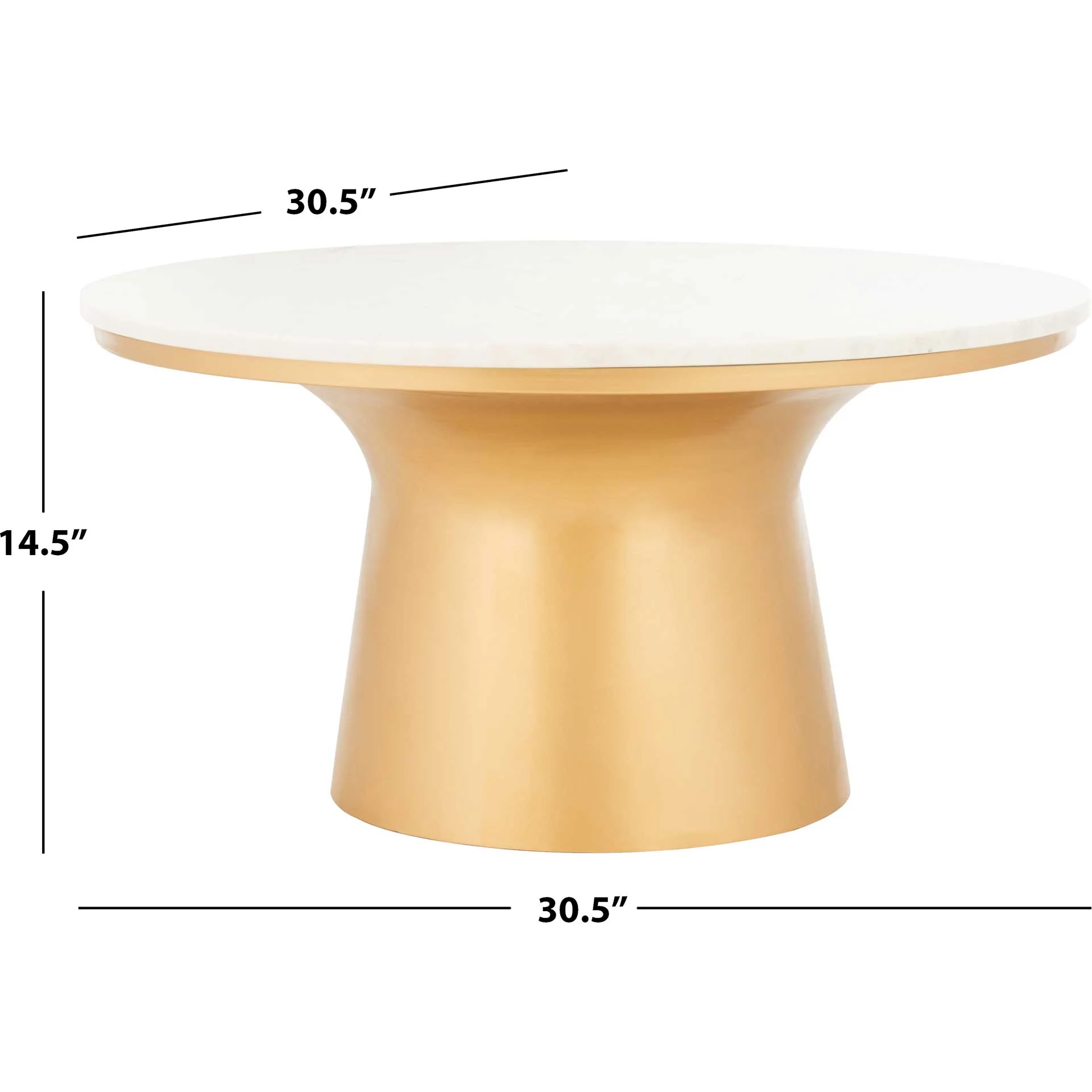 Michael Pedestal Coffee Table White/Brass - Image 4