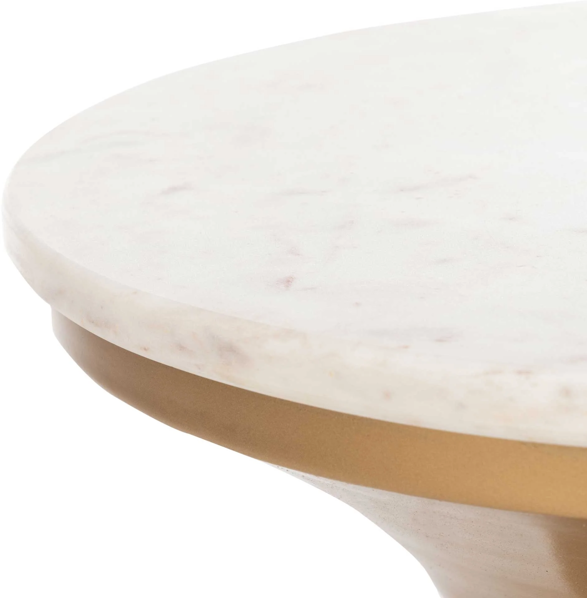Michael Pedestal End Table White/Brass - Image 2