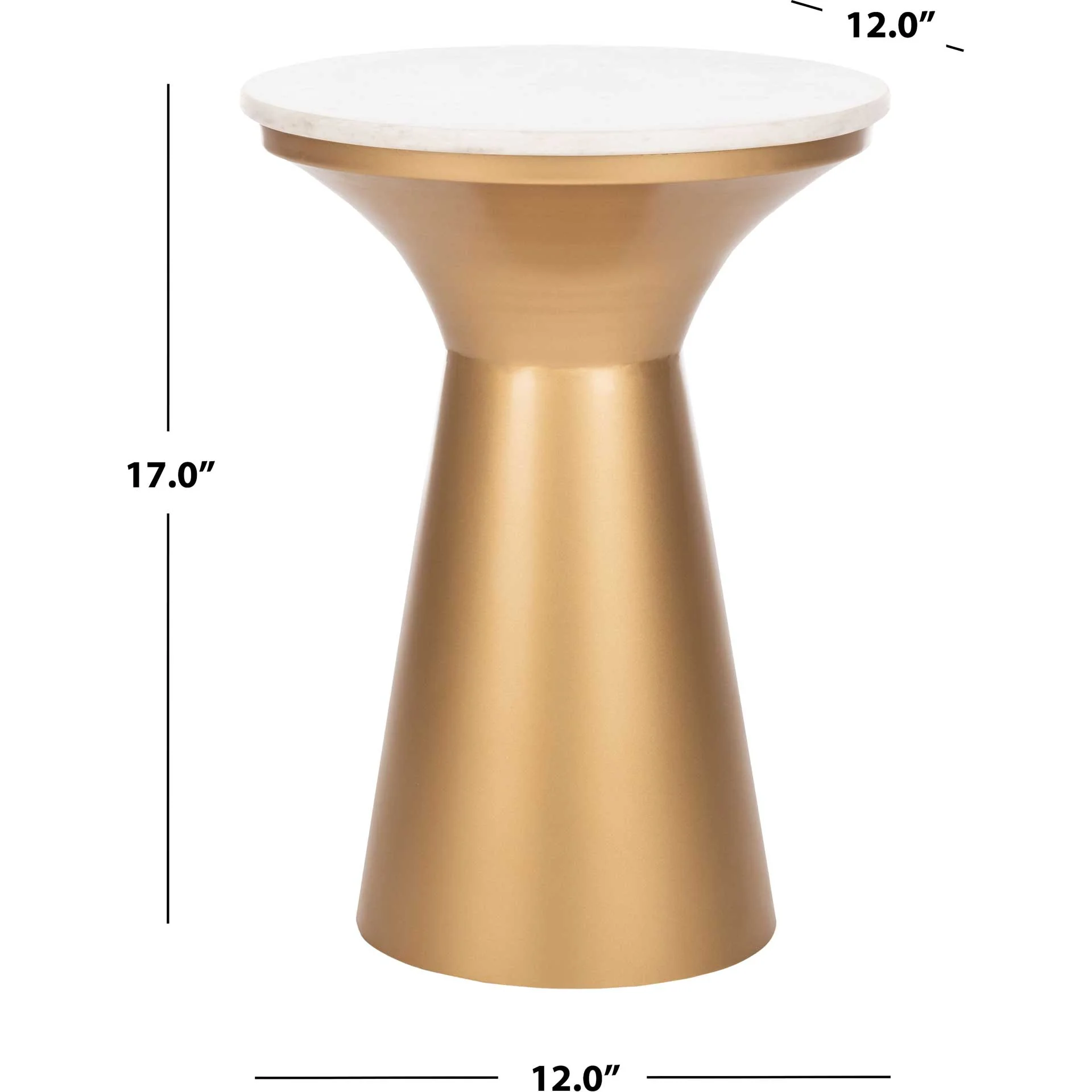 Michael Pedestal End Table White/Brass - Image 5