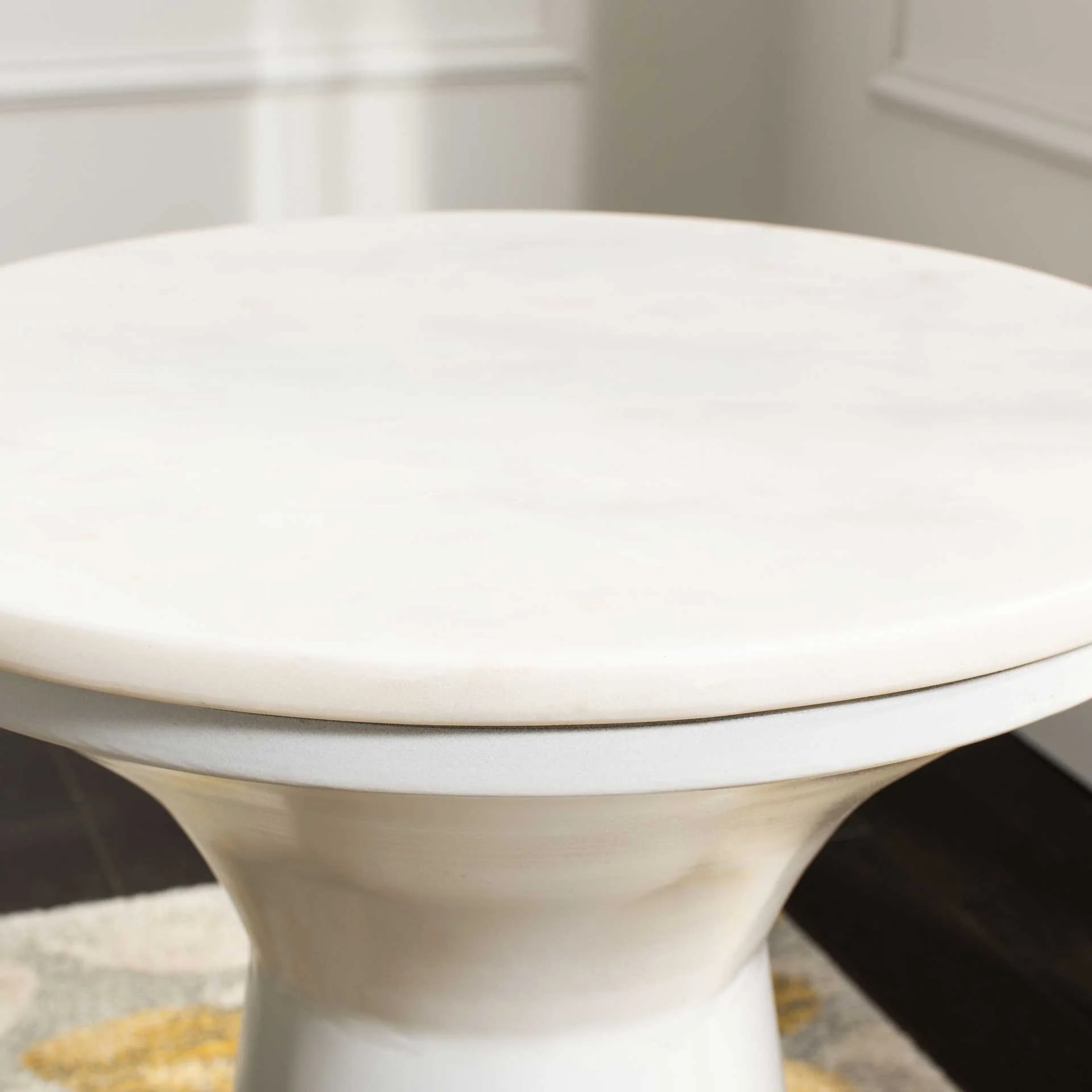 Michael Pedestal End Table White Marble/White - Image 7