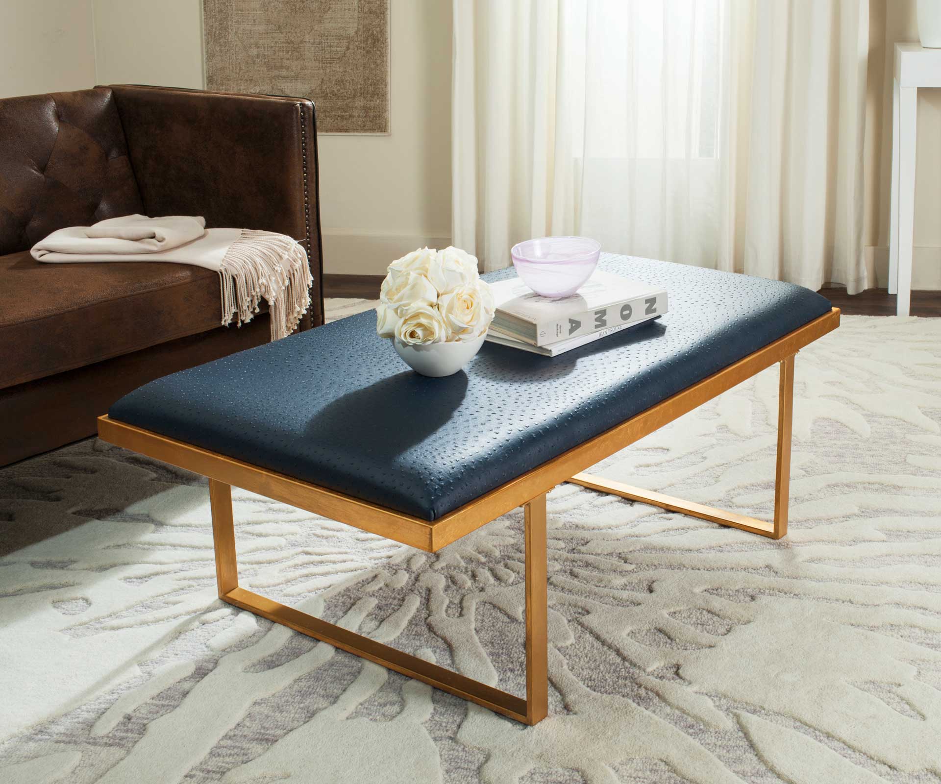 Michaela Loft Bench/Coffee Table Navy/Gold - Image 6