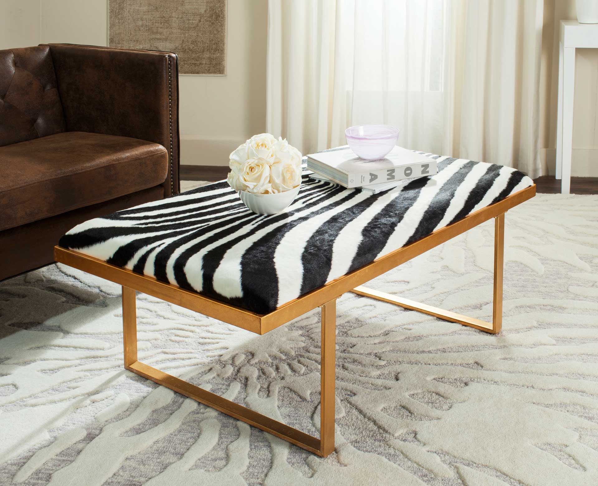 Michaela Loft Bench/Coffee Table Zebra/Gold - Image 7
