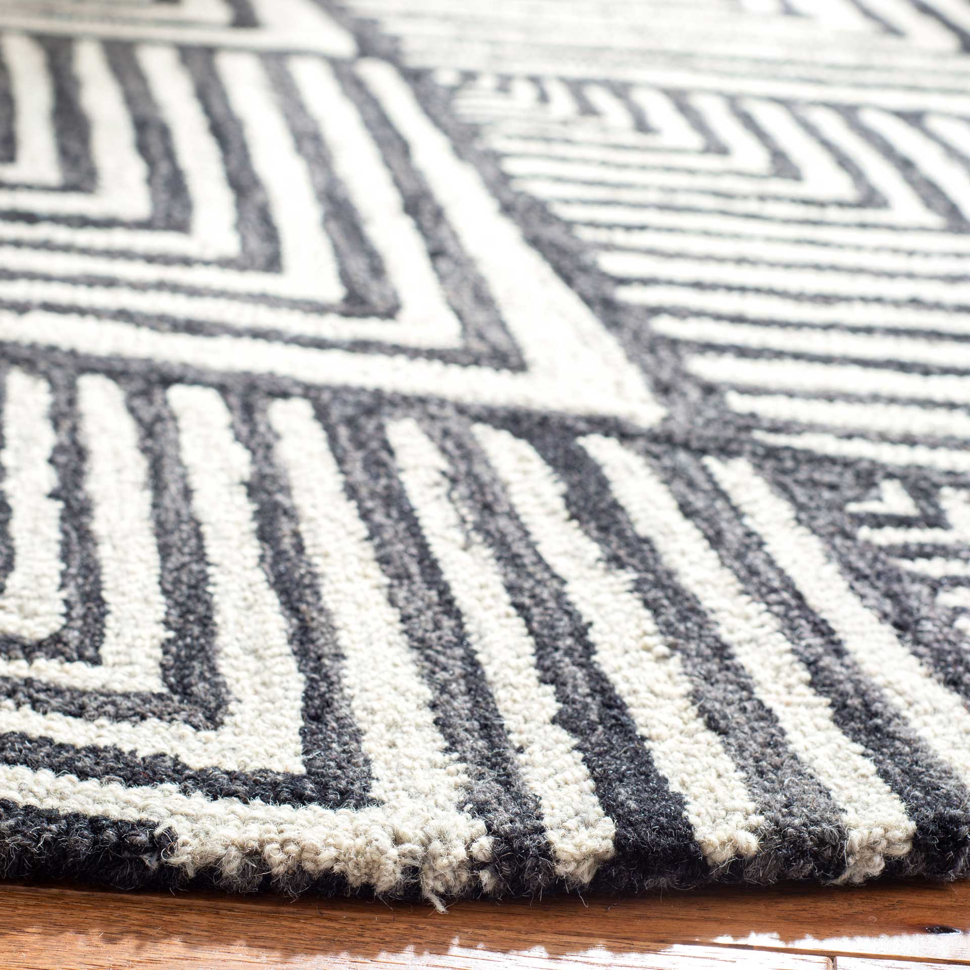Micro-Loop Charcoal/Ivory Round Rug - Image 2