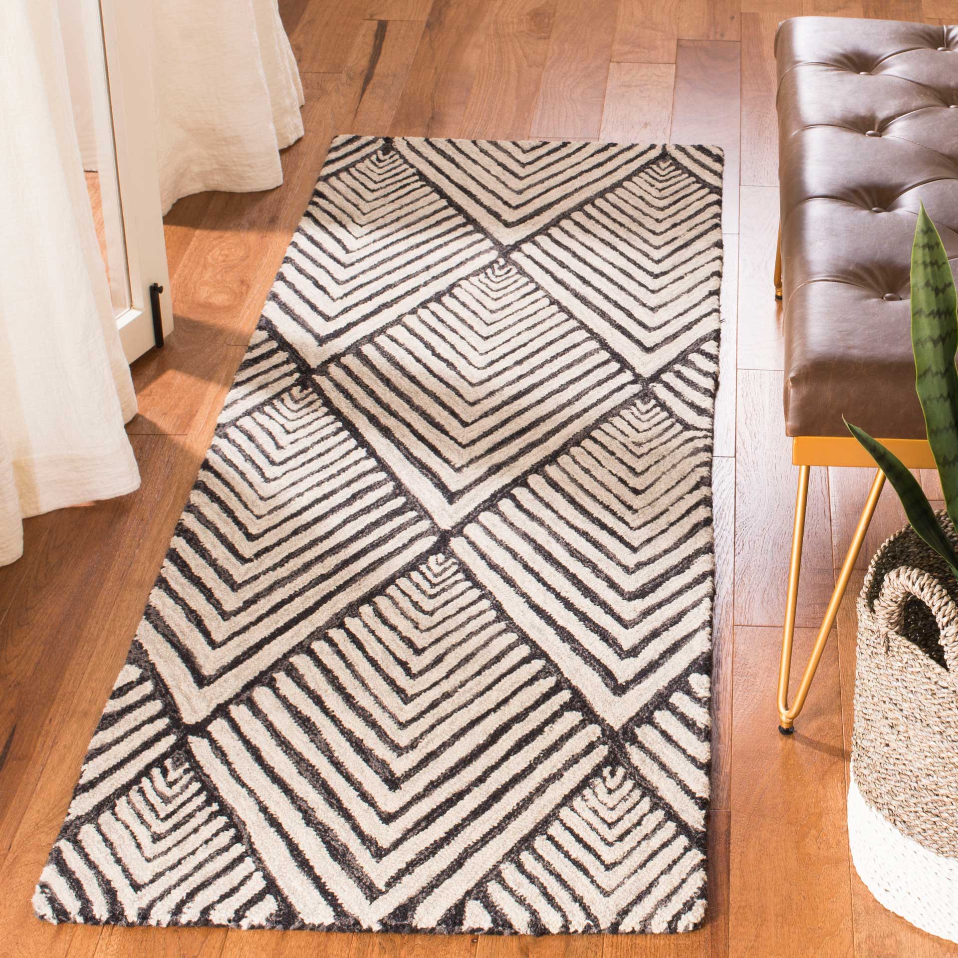 Micro-Loop Charcoal/Ivory Runner Rug - Image 2