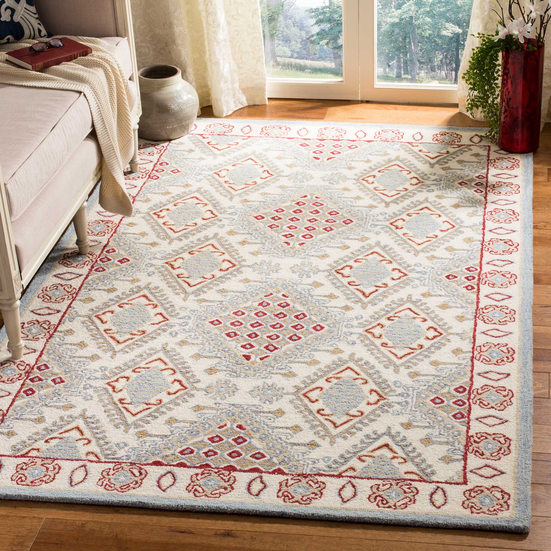 Micro-Loop Ivory/Red Area Rug - Image 6