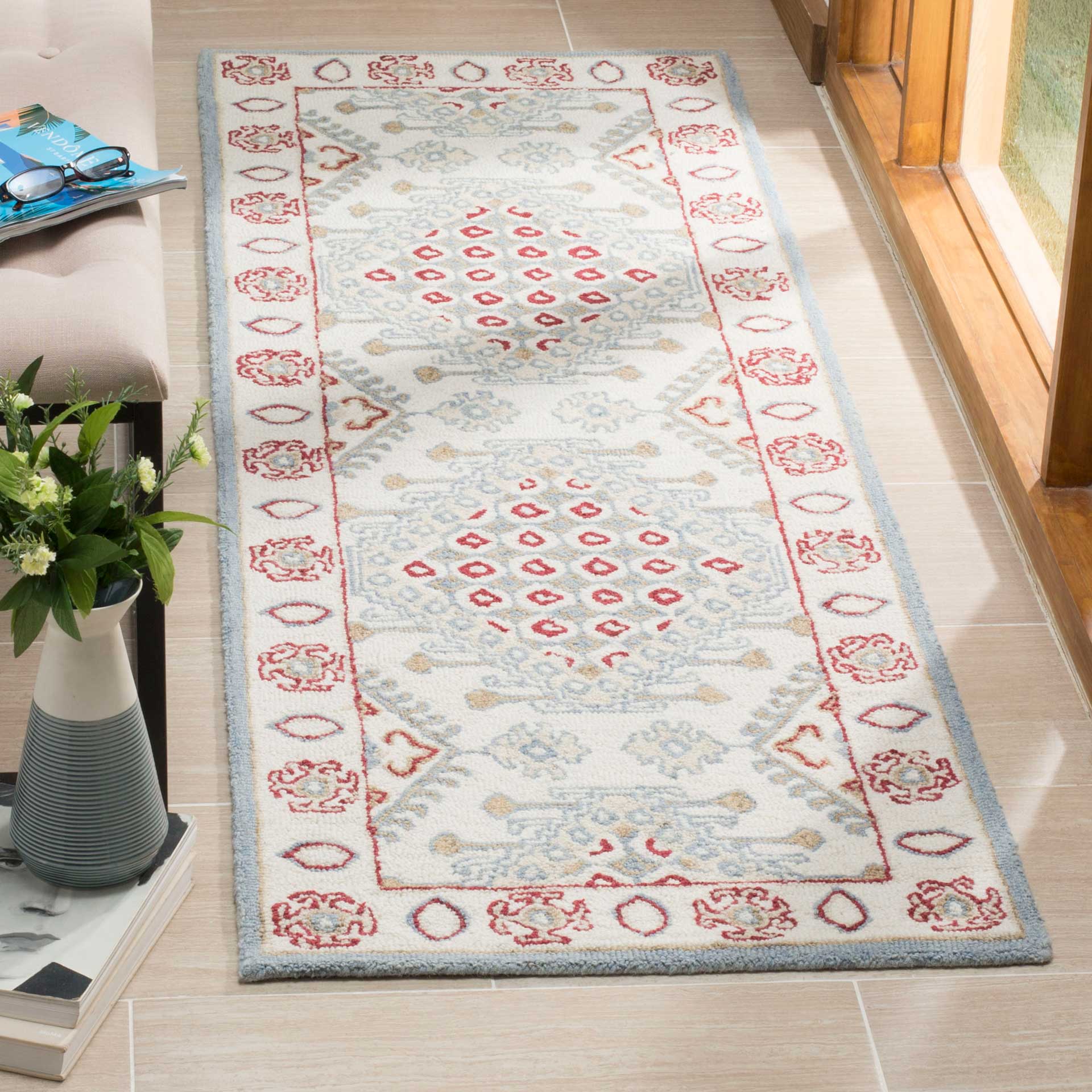 Micro-Loop Ivory/Red Runner Rug - Image 2