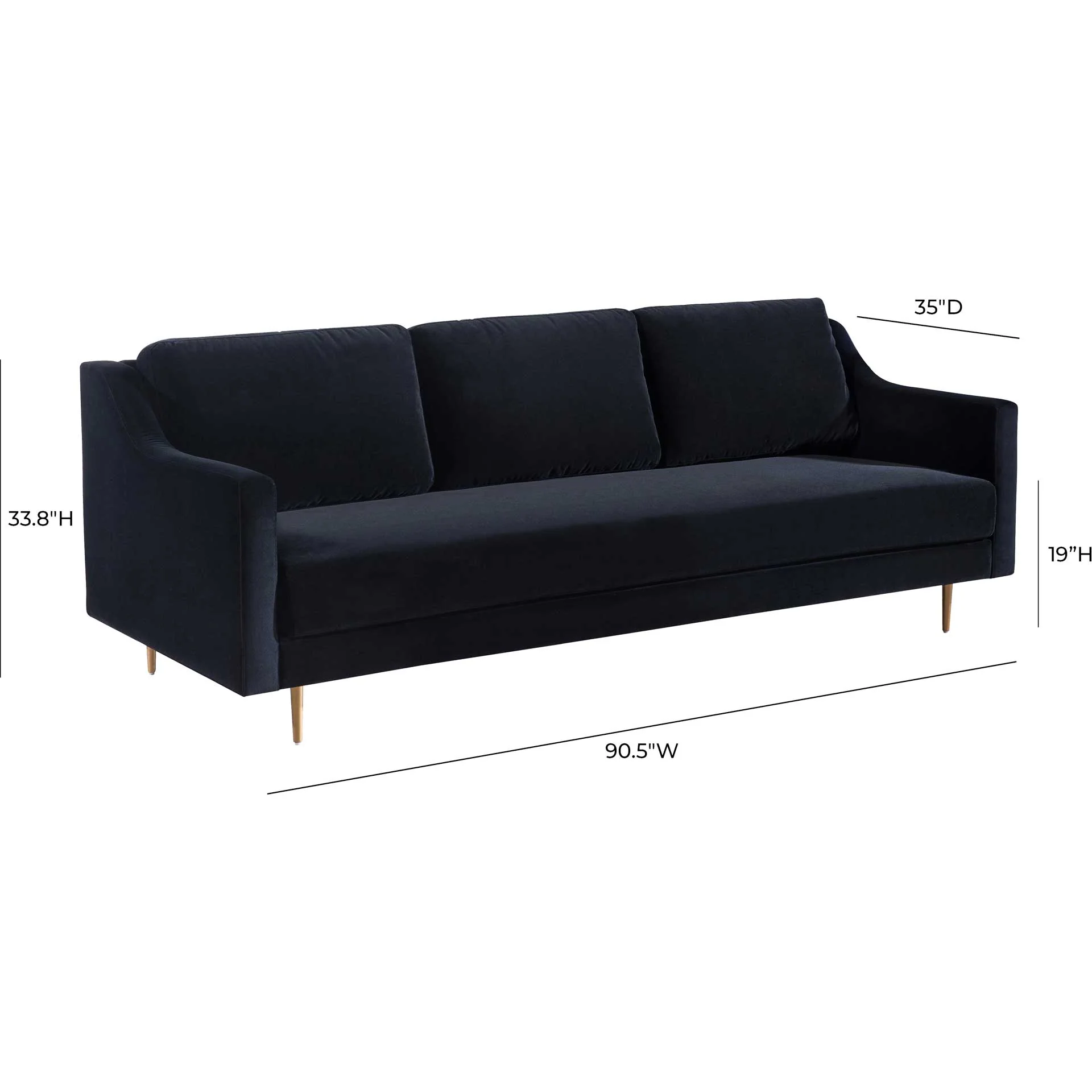 Midnight Velvet Sofa Black - Image 8