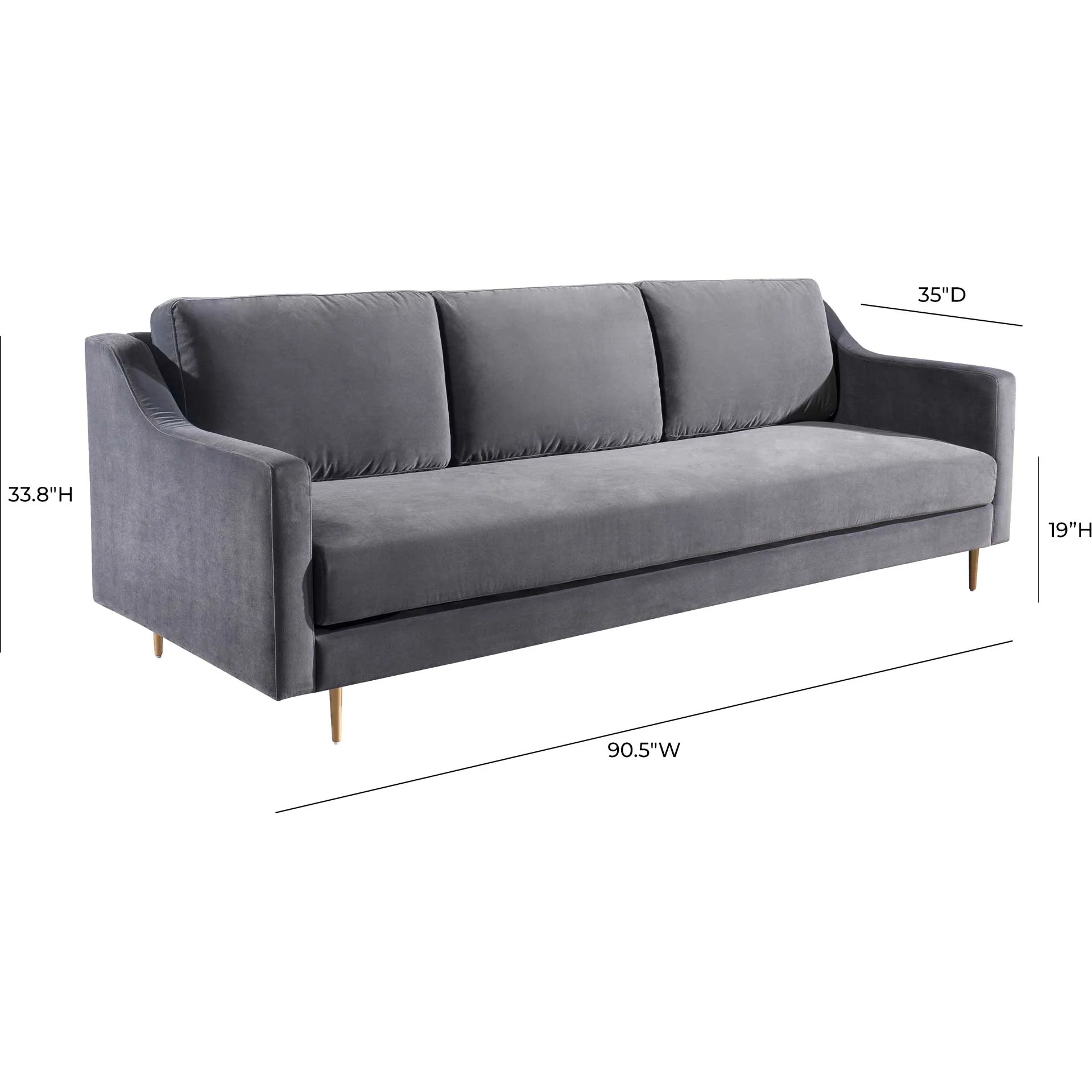 Midnight Velvet Sofa Gray - Image 9