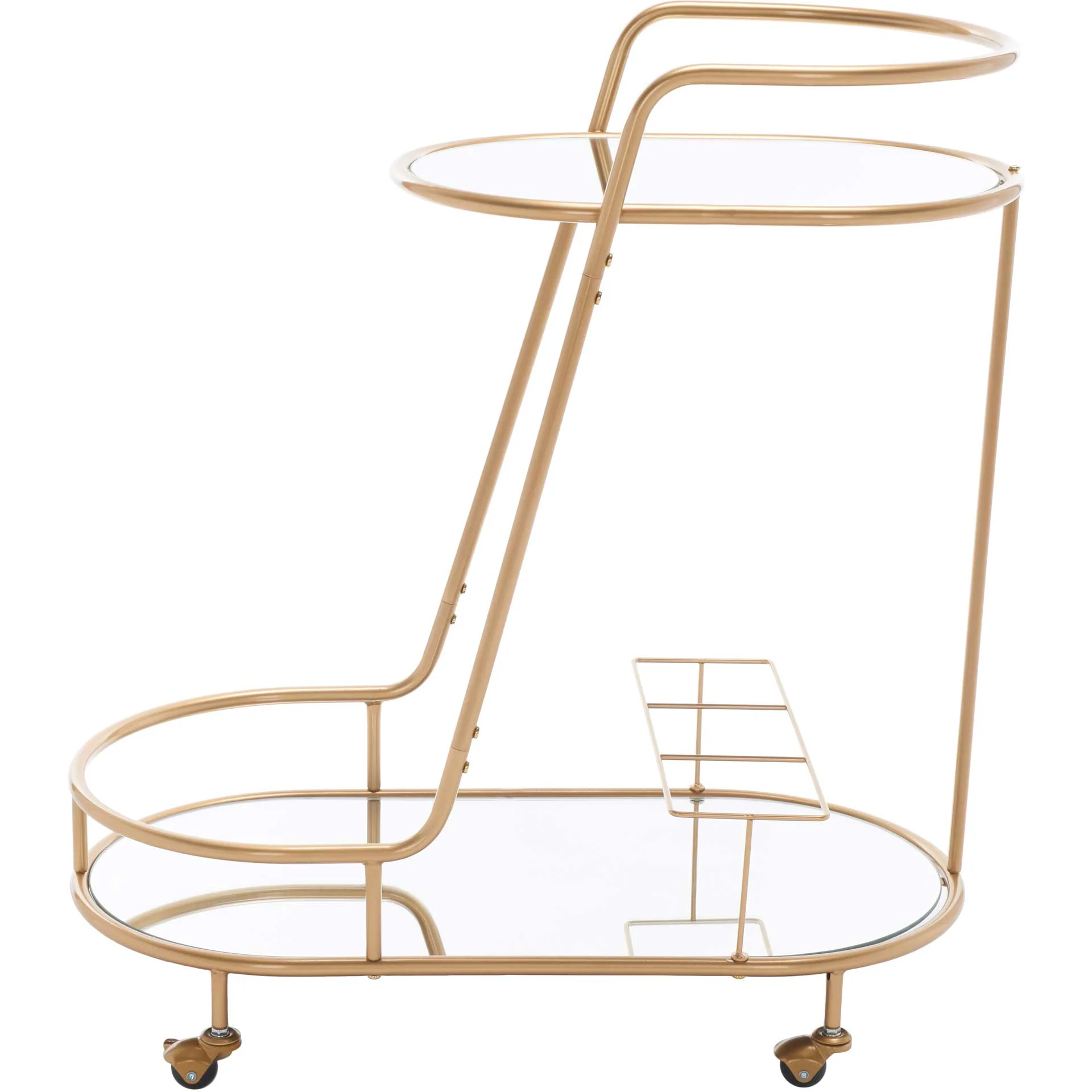 Midon 2 Tier Oval Bar Cart Gold/Mirrored - Image 4
