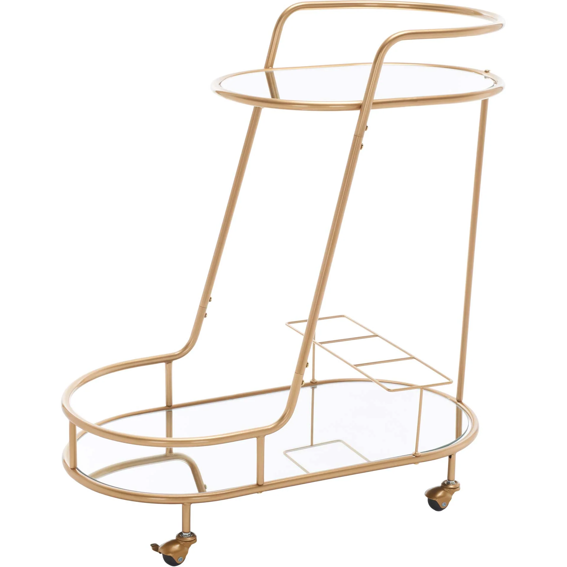 Midon 2 Tier Oval Bar Cart Gold/Mirrored - Image 5