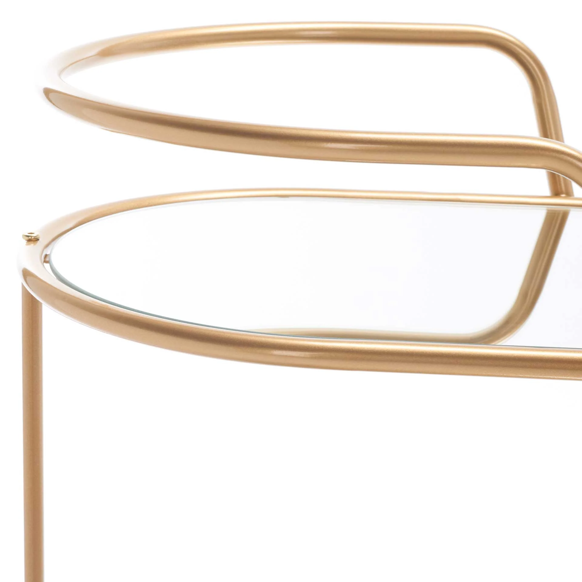 Midon 2 Tier Oval Bar Cart Gold/Mirrored - Image 6