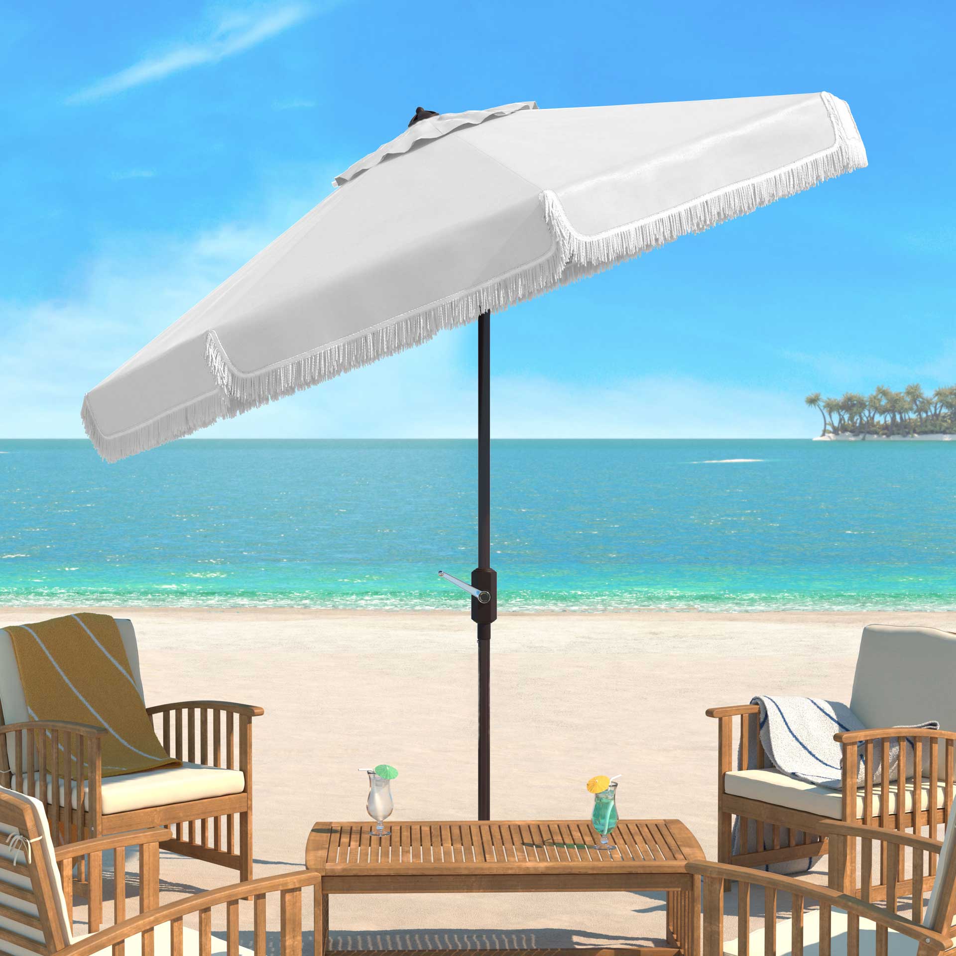 Mika Outdoor Push Button Tilt Umbrella White - Image 4