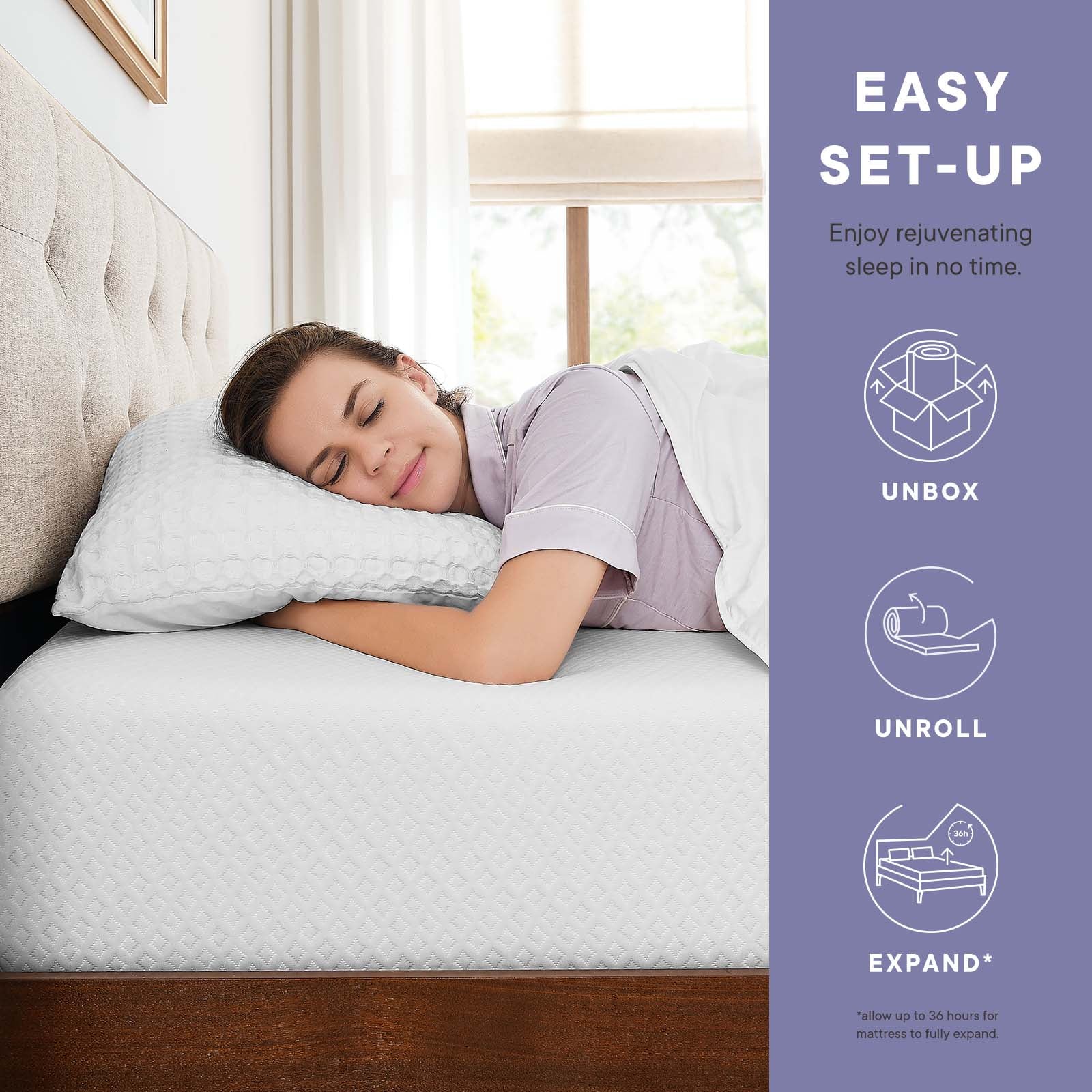 Mila 8" Memory Foam Mattress White - Image 4