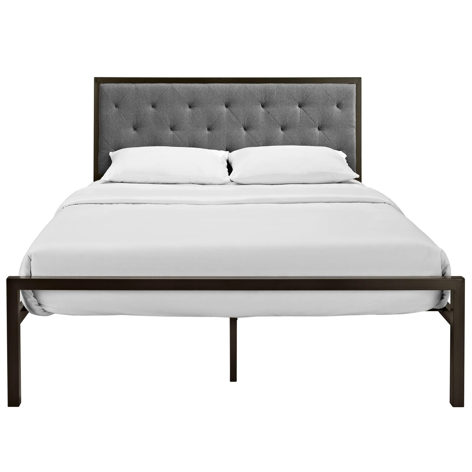 Miles Fabric Platform Bed Brown Gray - Image 3