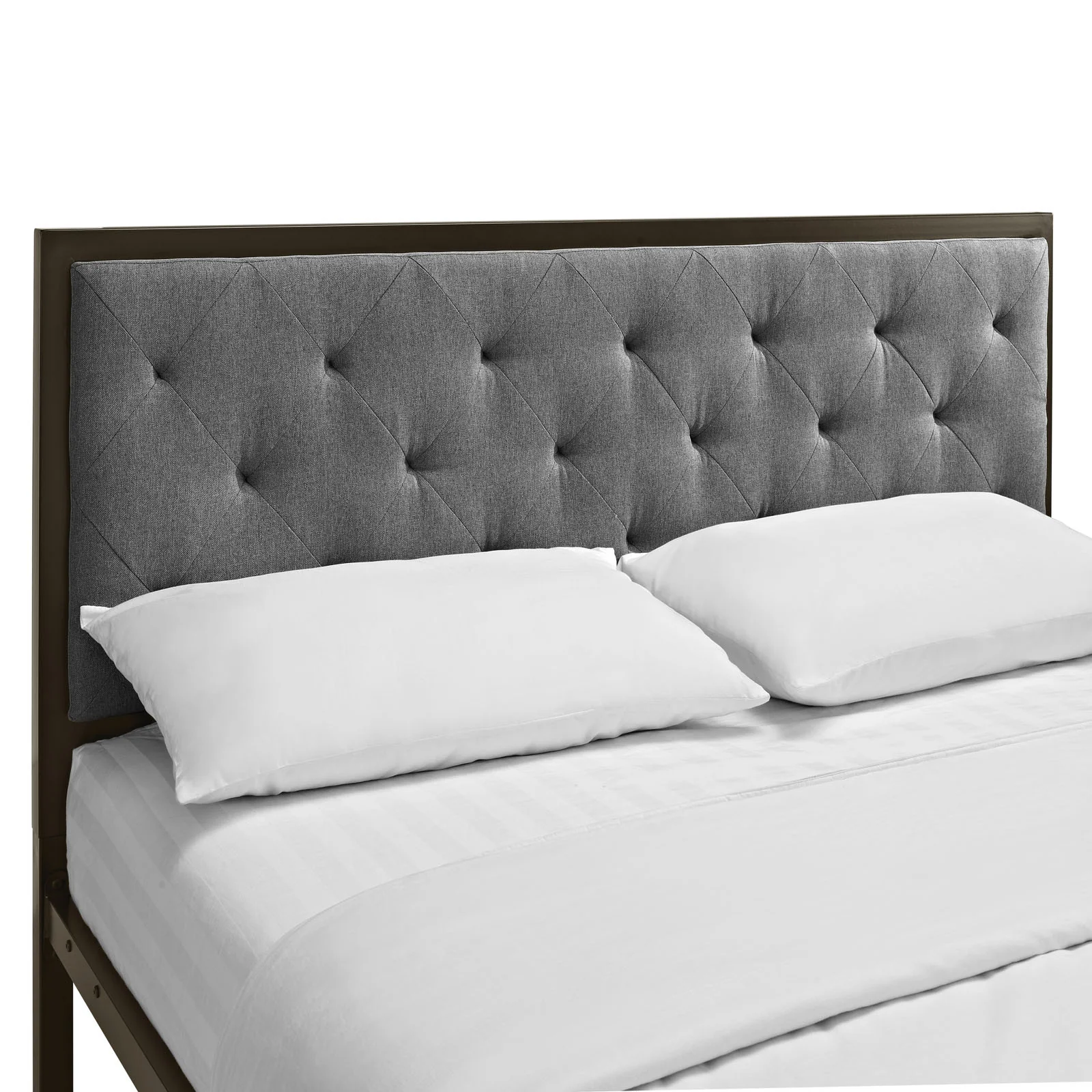 Miles Fabric Platform Bed Brown Gray - Image 4