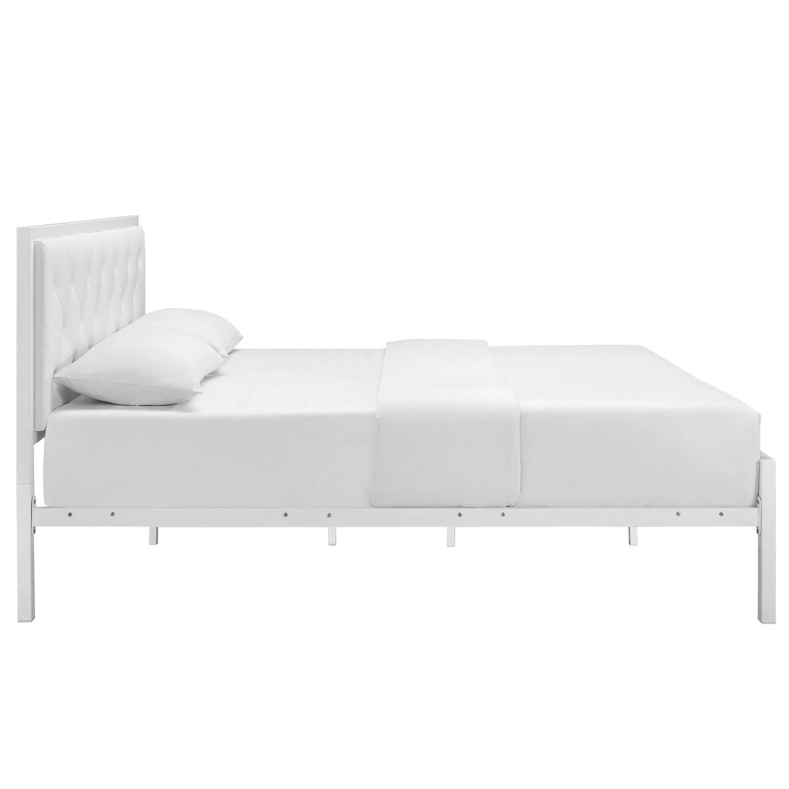 Miles Vinyl Platform Bed White - Image 2