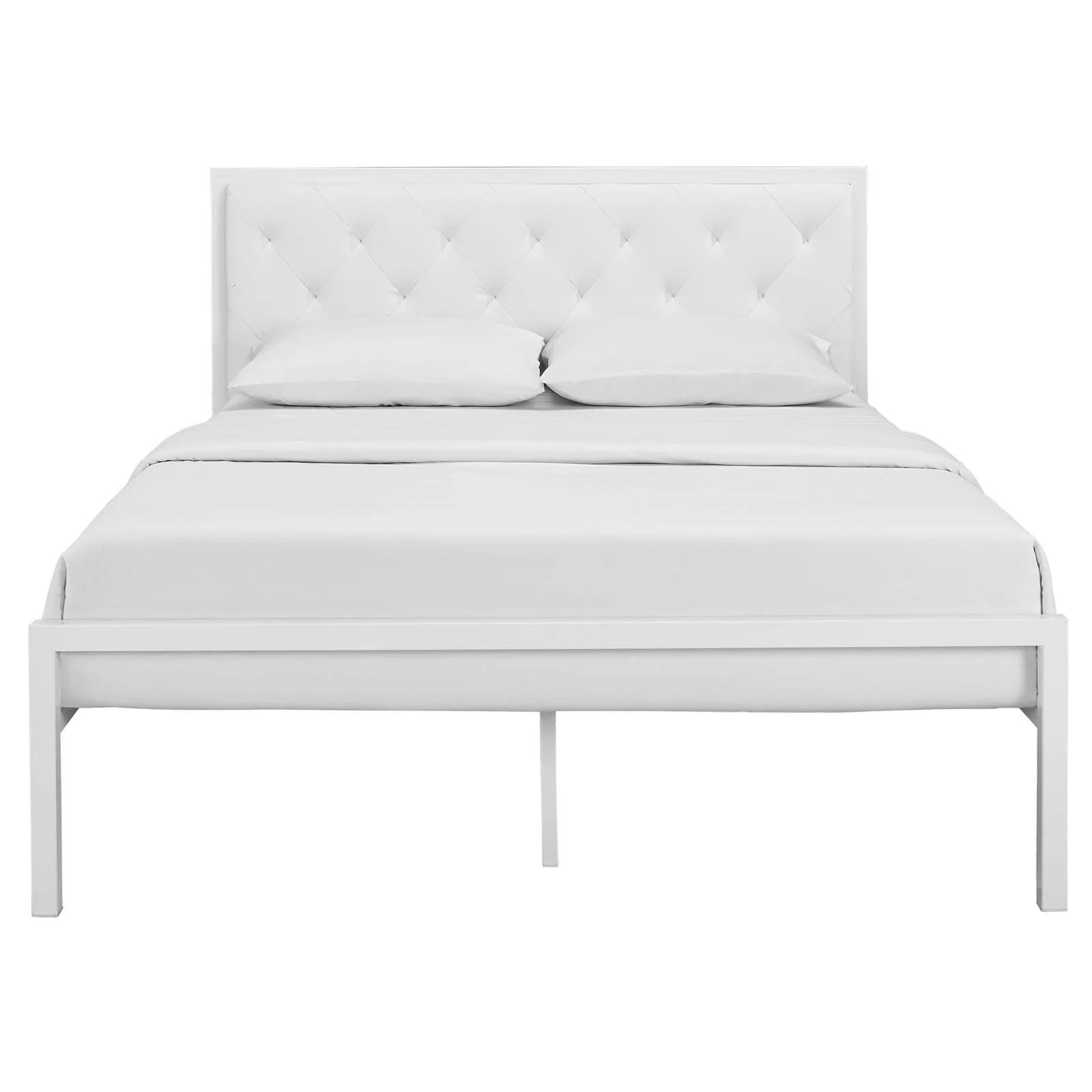 Miles Vinyl Platform Bed White - Image 3