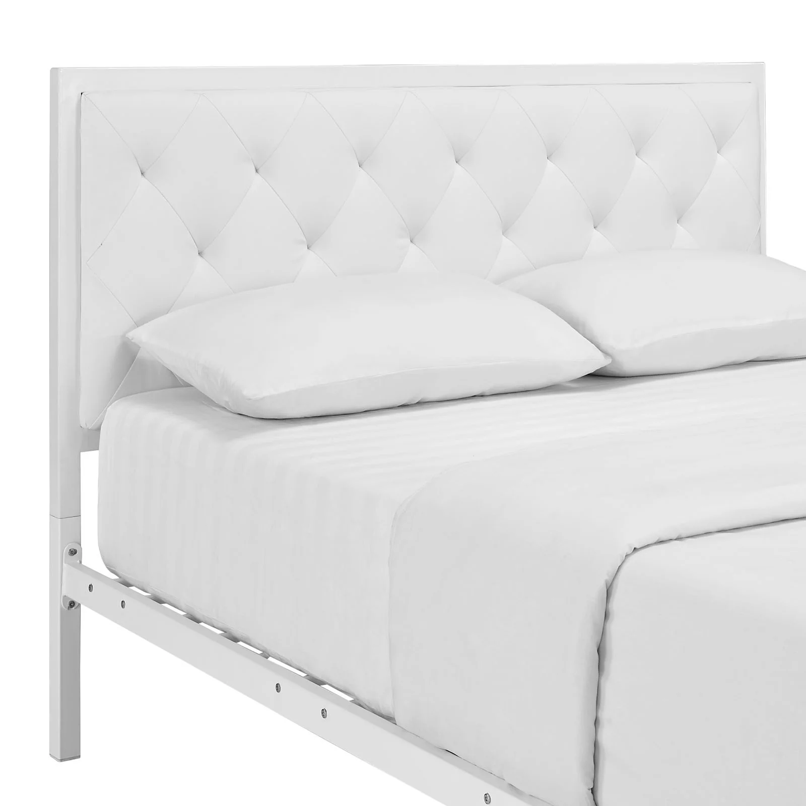 Miles Vinyl Platform Bed White - Image 4