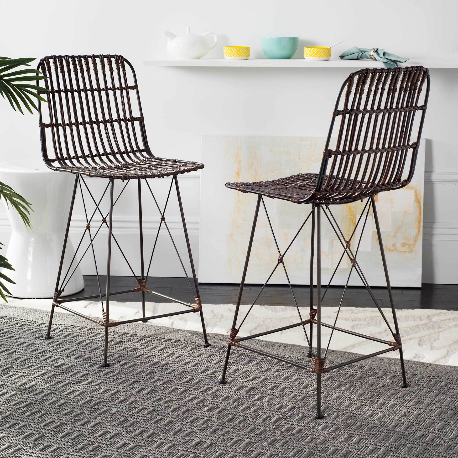 Millie Wicker Bar Stool Croco Brown (Set of 2) - Image 11
