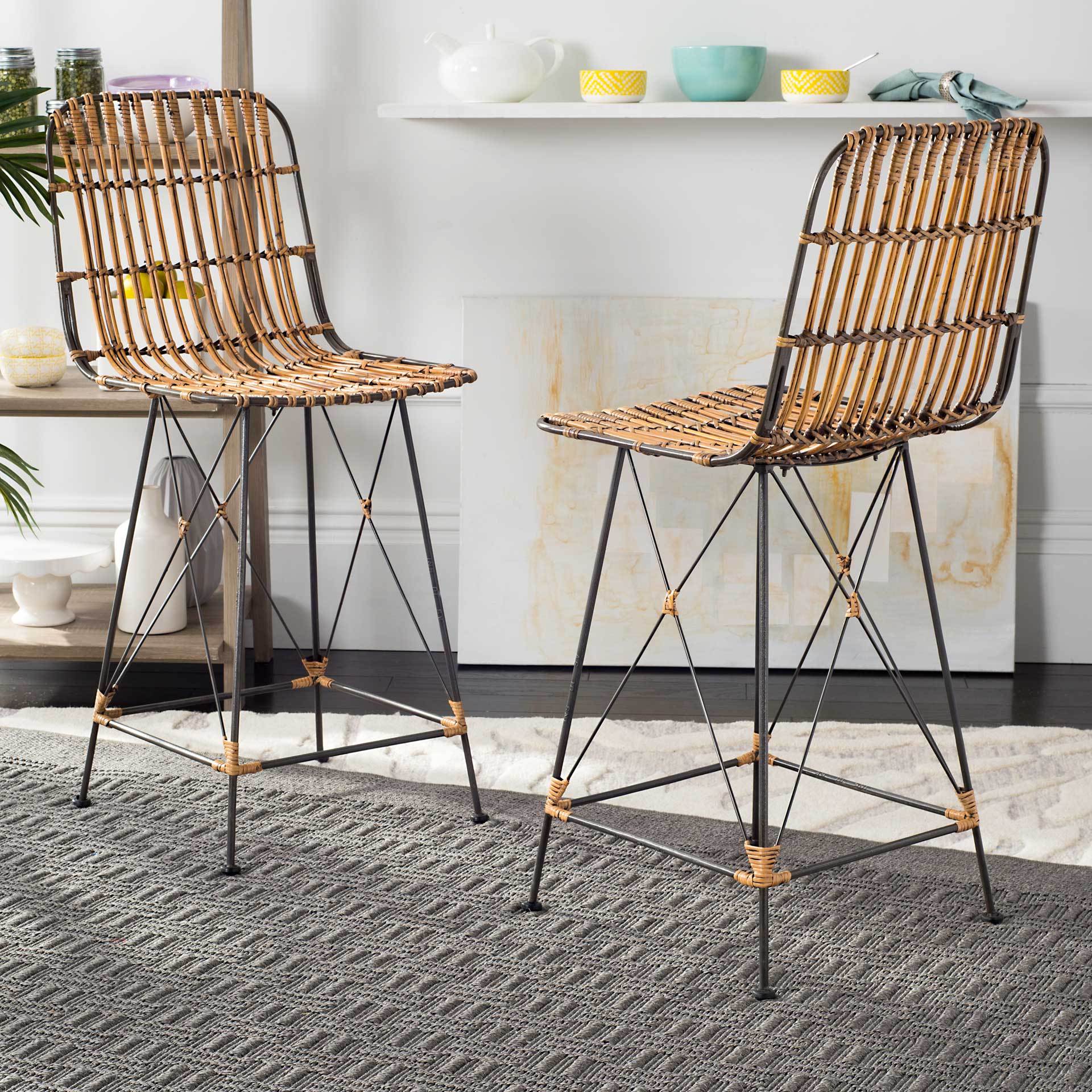 Millie Wicker Bar Stool Natural Brown Wash (Set of 2) - Image 12