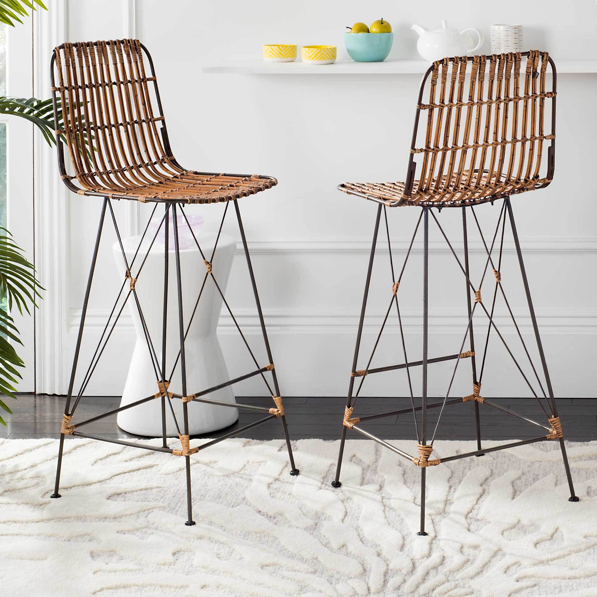 Millie Wicker Bar Stool Natural Brown Wash (Set of 2) - Image 6