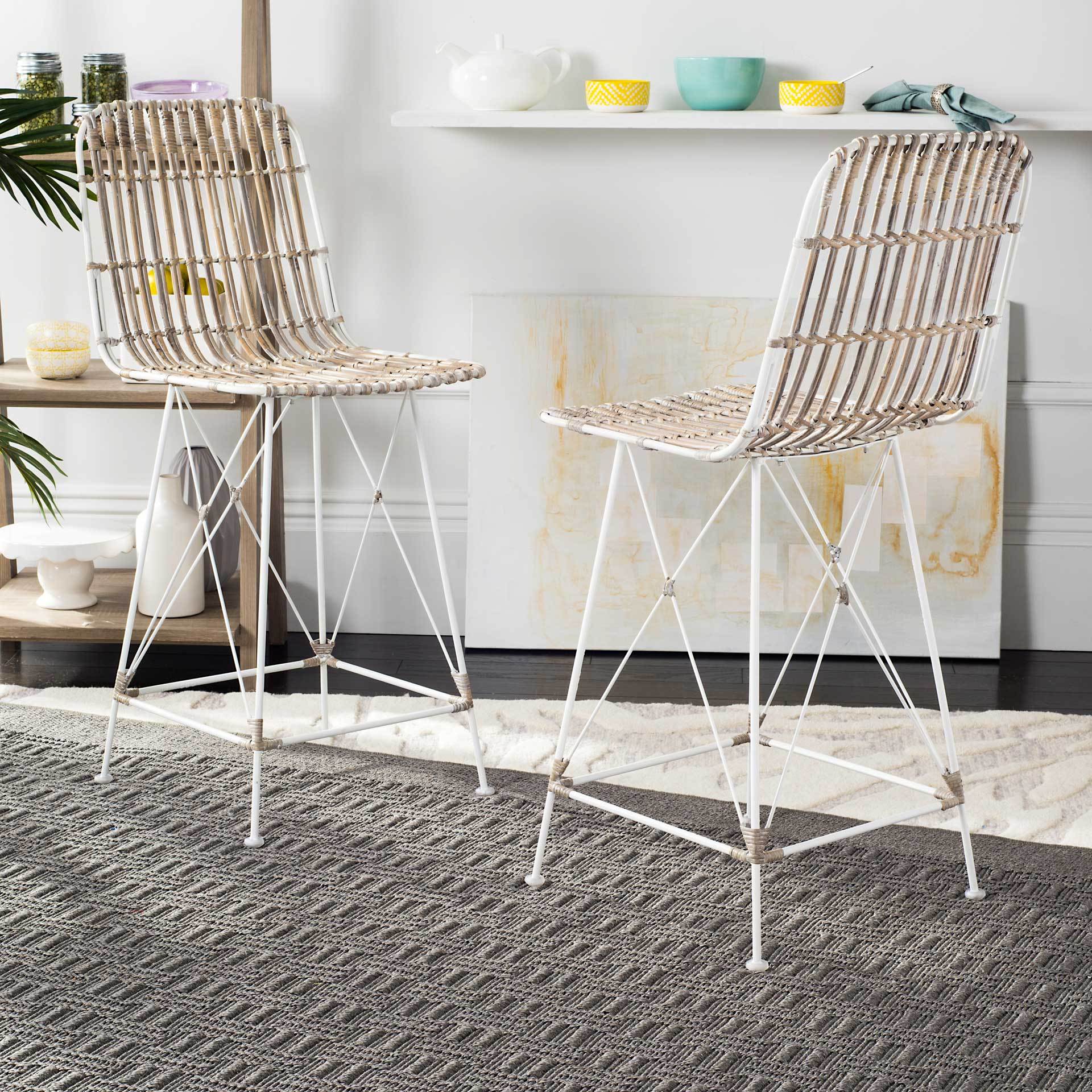 Millie Wicker Bar Stool White Wash (Set of 2) - Image 12