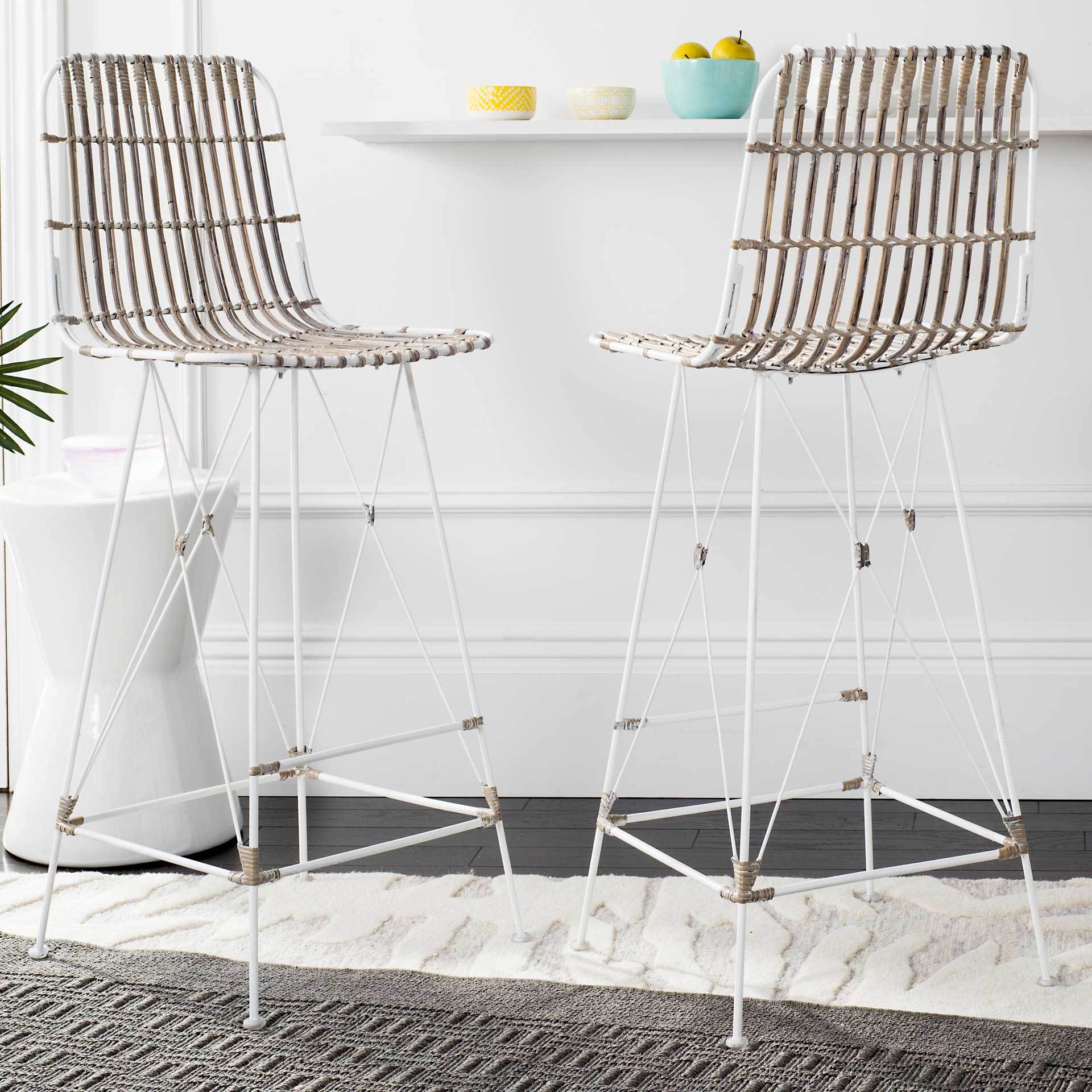 Millie Wicker Bar Stool White Wash (Set of 2) - Image 6