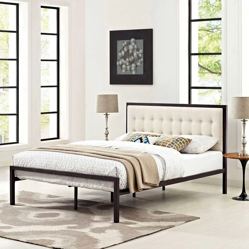 Milton Fabric Bed Brown/Beige - Image 5