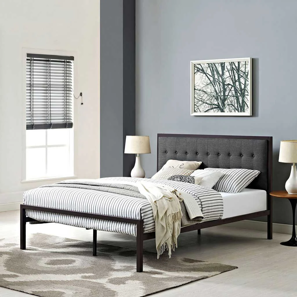 Milton Fabric Bed Brown/Gray - Image 5