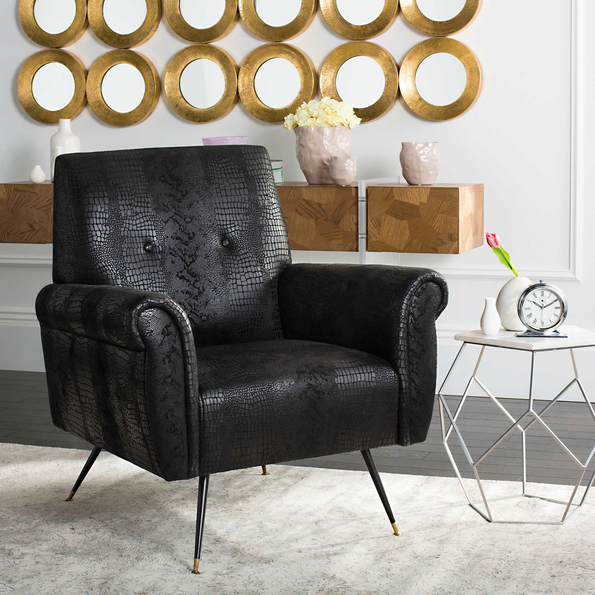 Milton Faux Leather Accent Chair Black - Image 7