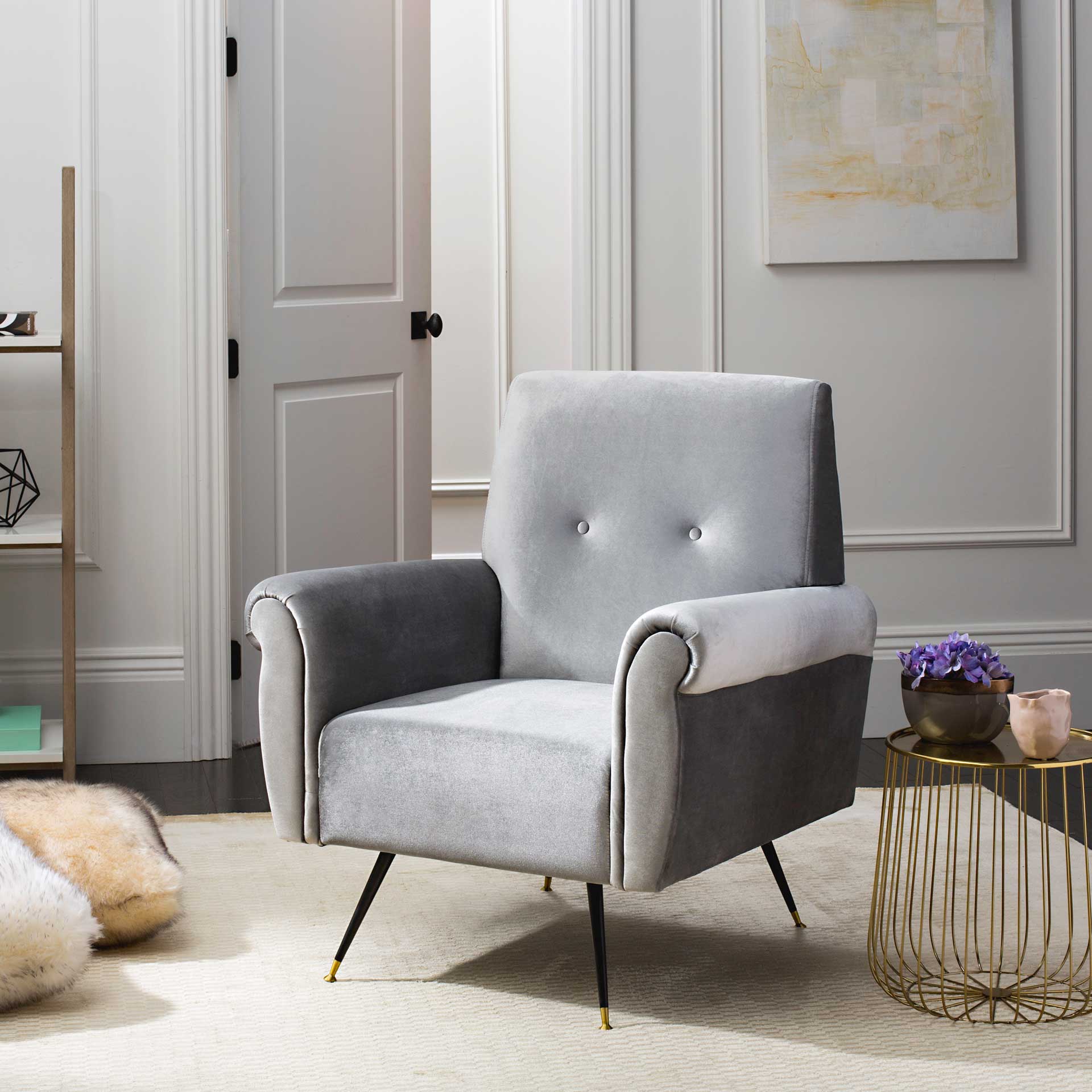 Milton Velvet Accent Chair Light Gray - Image 8