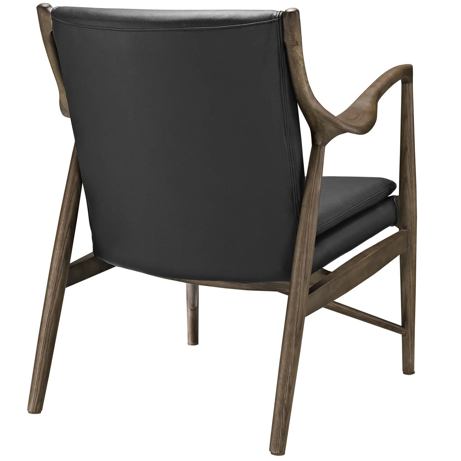Minerva Leather Lounge Chair Walnut Black - Image 3