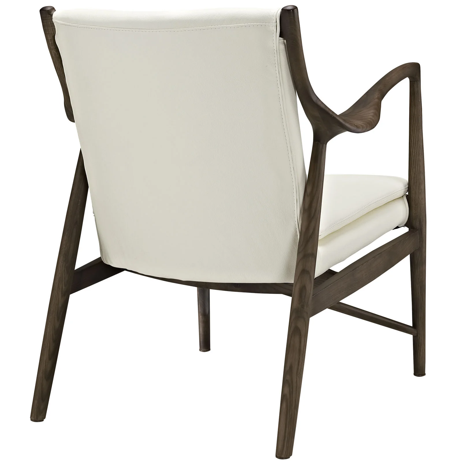 Minerva Leather Lounge Chair Walnut Cream - Image 3