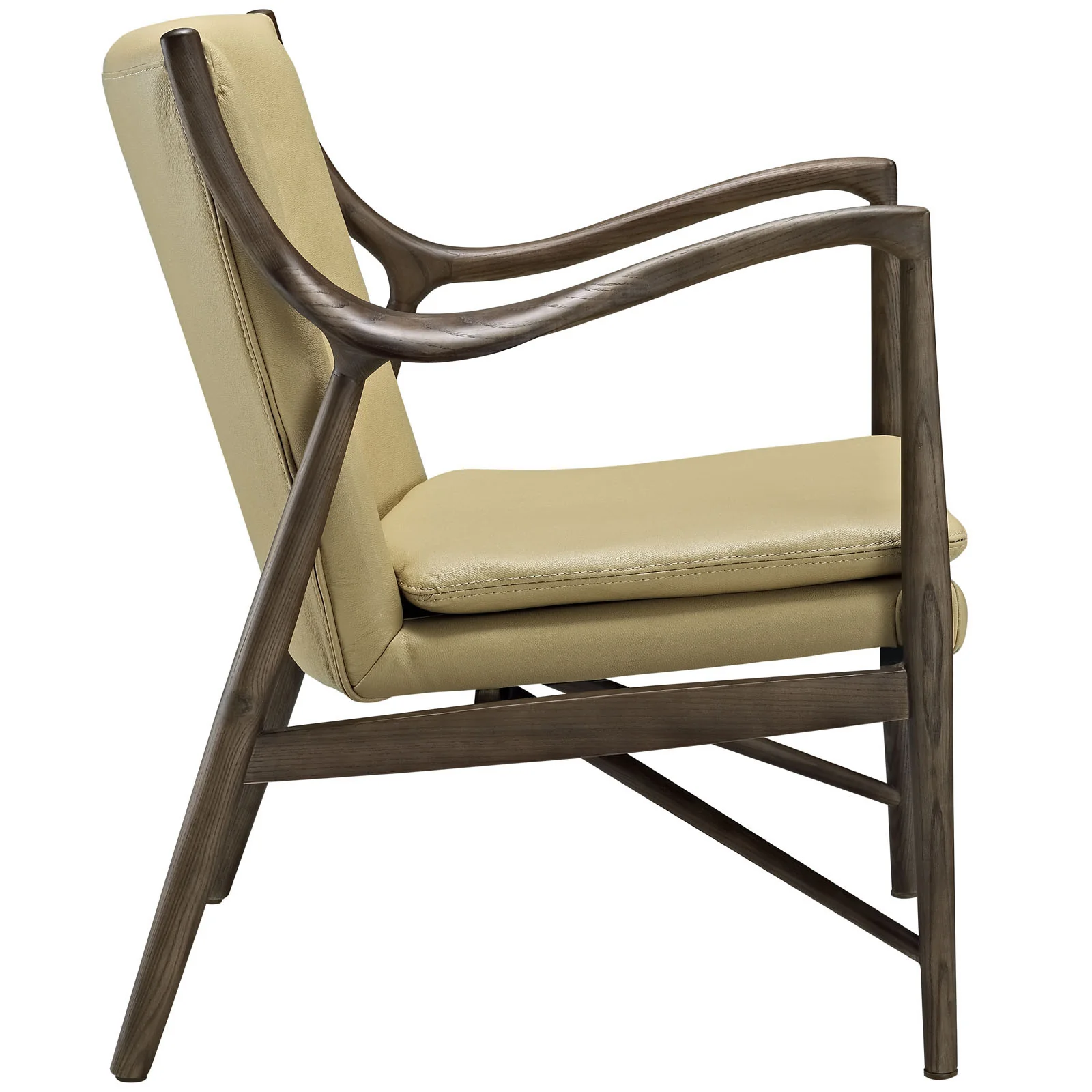 Minerva Leather Lounge Chair Walnut Tan - Image 2