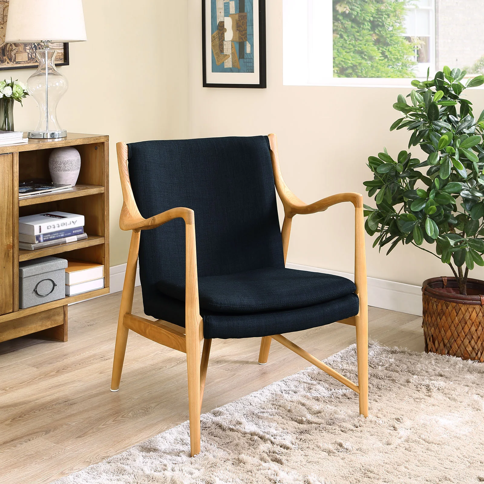 Minerva Upholstered Lounge Chair Birch Black - Image 4
