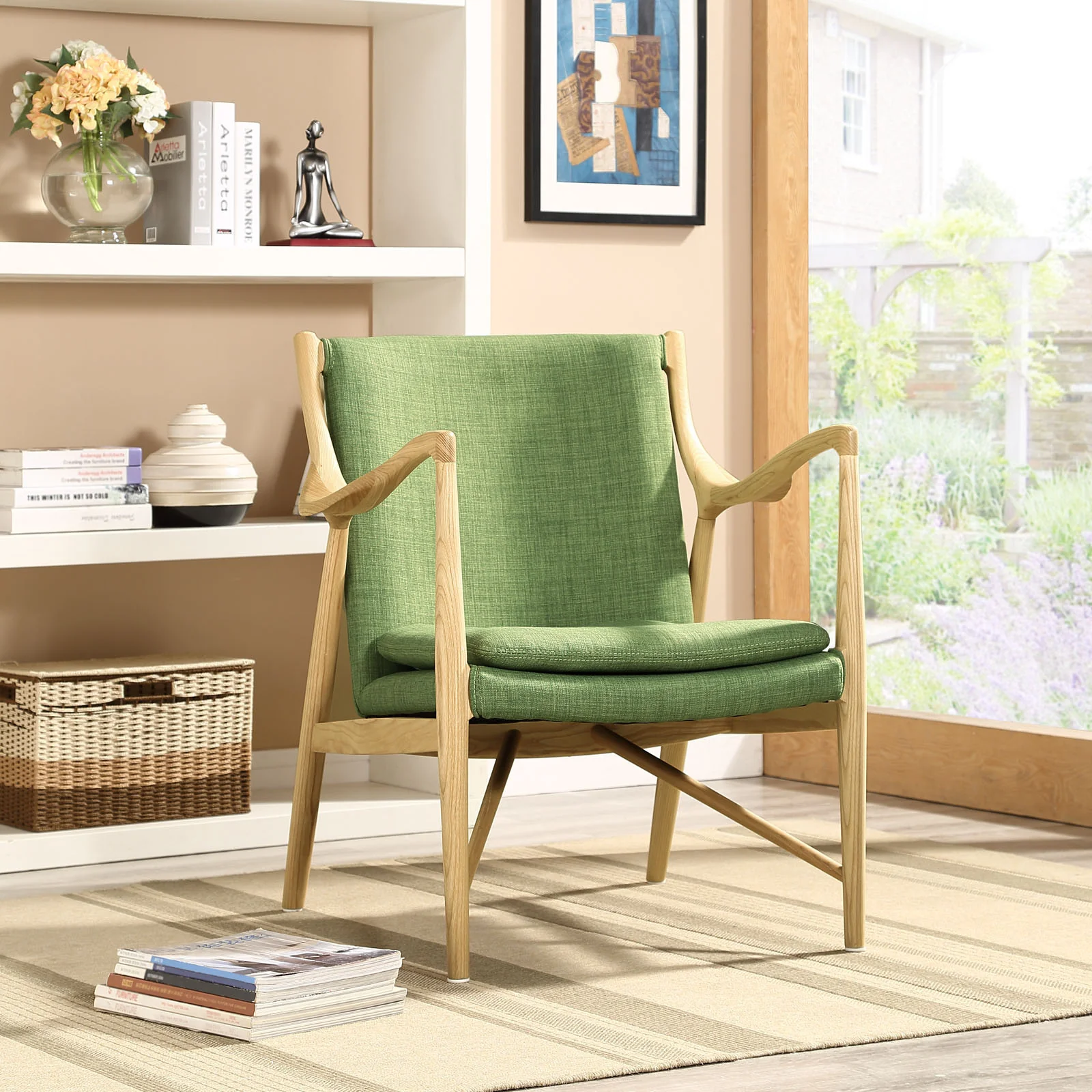 Minerva Upholstered Lounge Chair Natural Green - Image 4