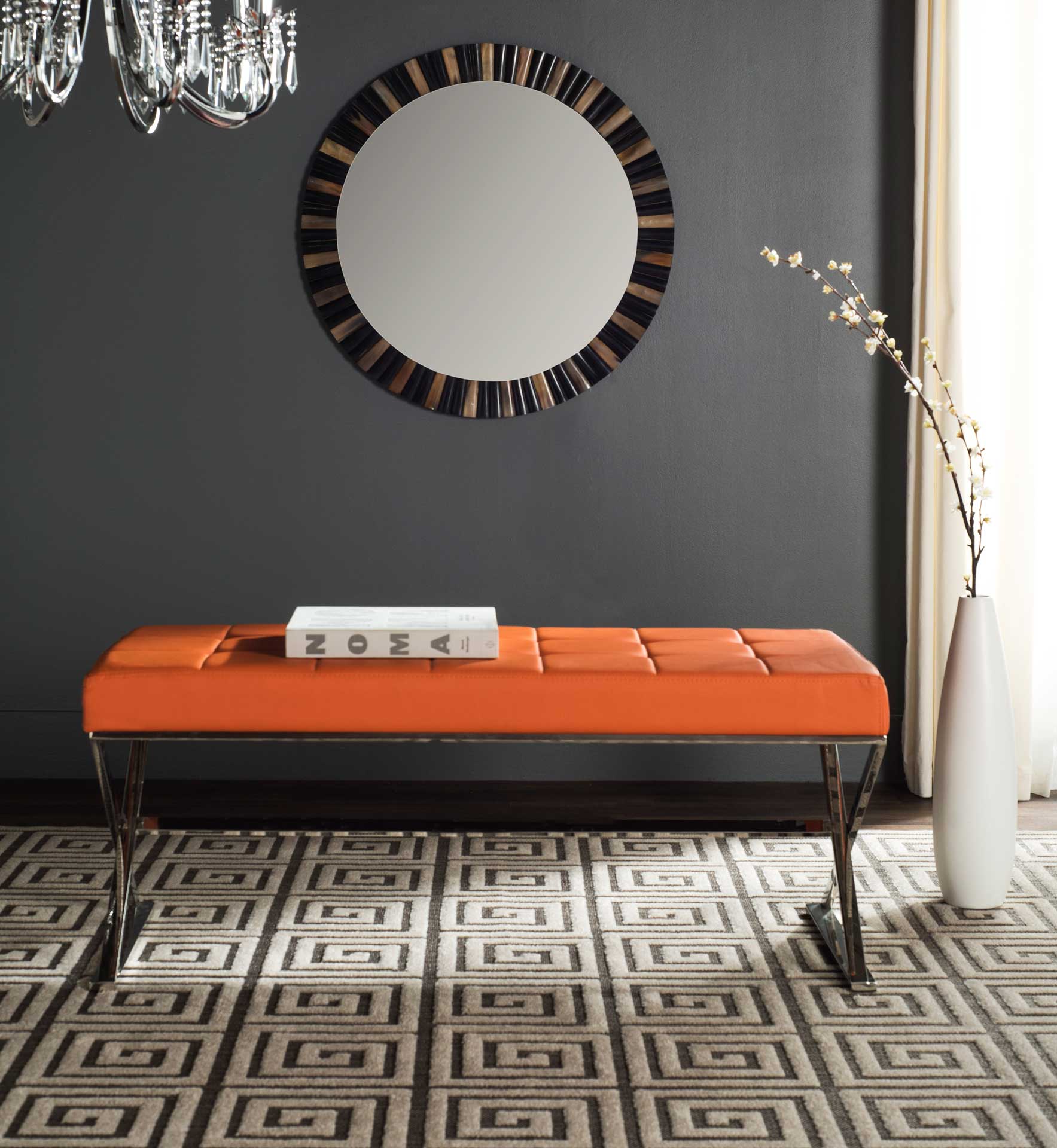 Mingle Bench Orange/Chrome - Image 4