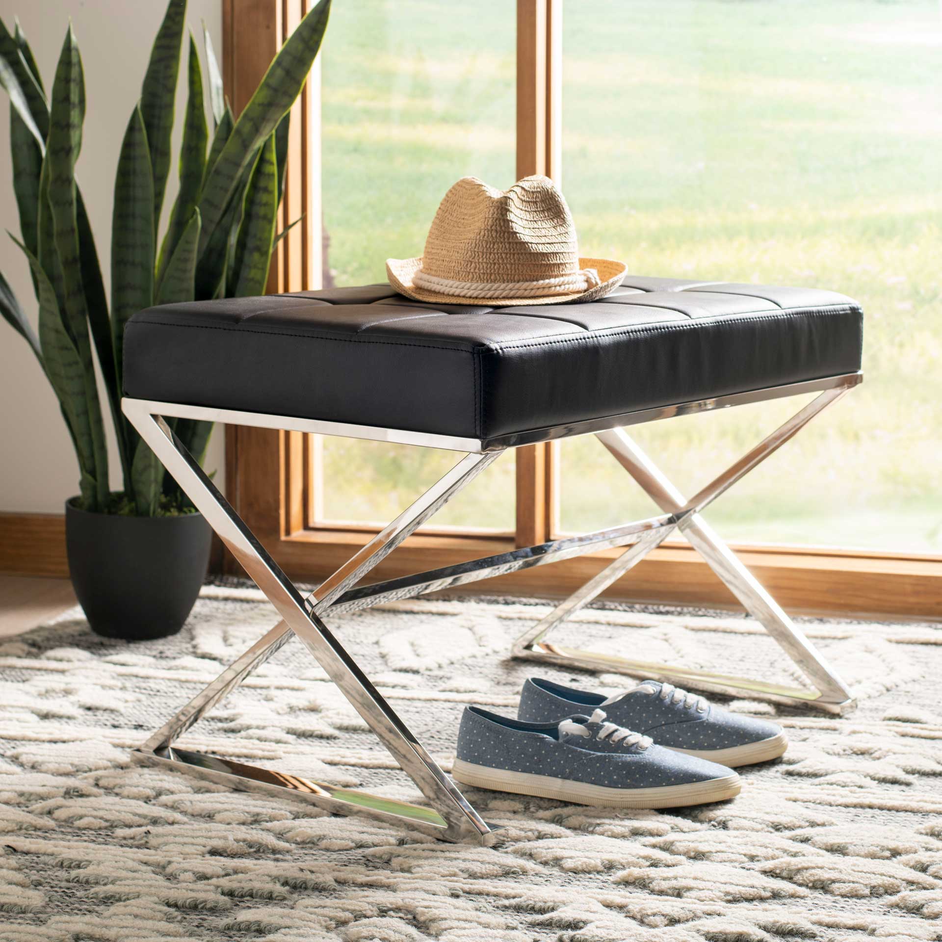 Mingle Ottoman Black/Chrome - Image 7