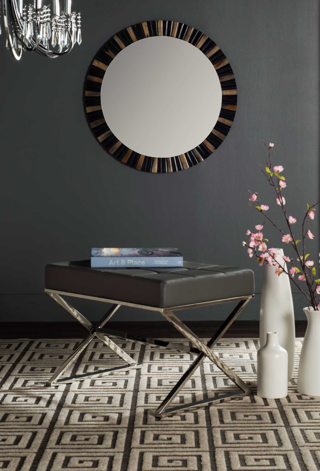 Mingle Ottoman Gray/Chrome - Image 4