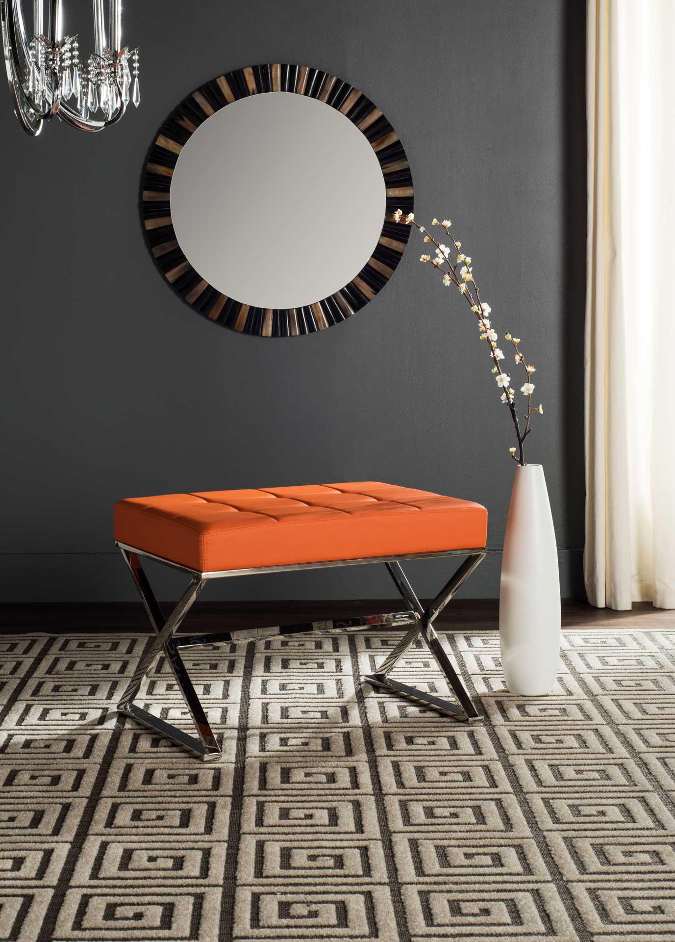 Mingle Ottoman Orange/Chrome - Image 4