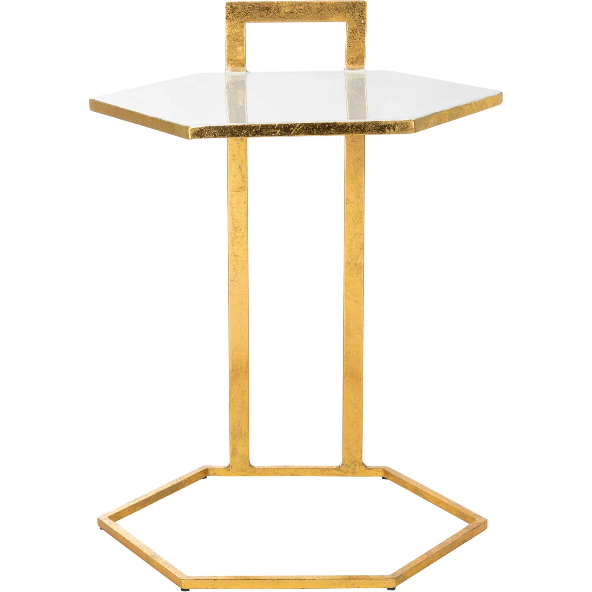 Mireya Hexagon C Table White/Gold - Image 2