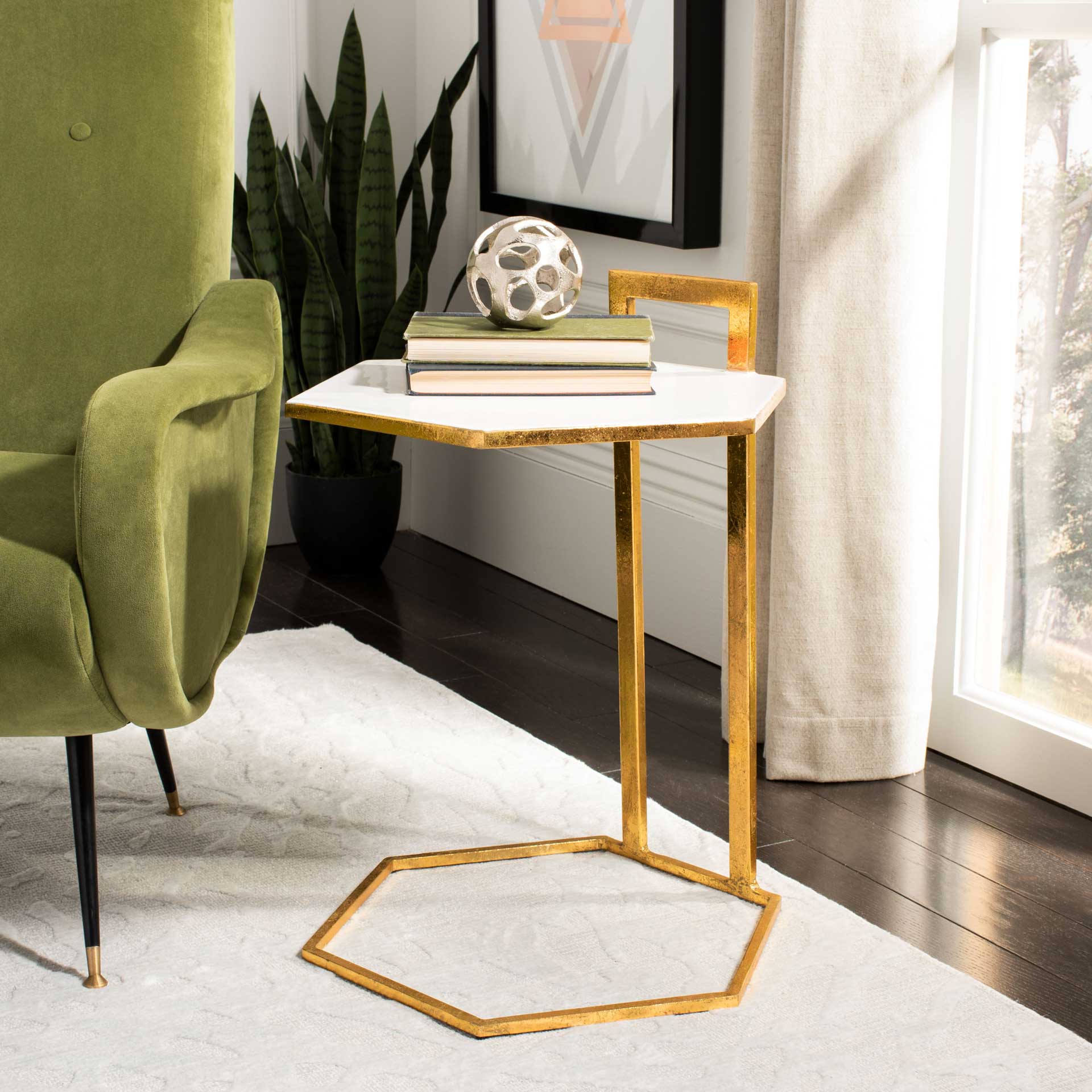 Mireya Hexagon C Table White/Gold - Image 9