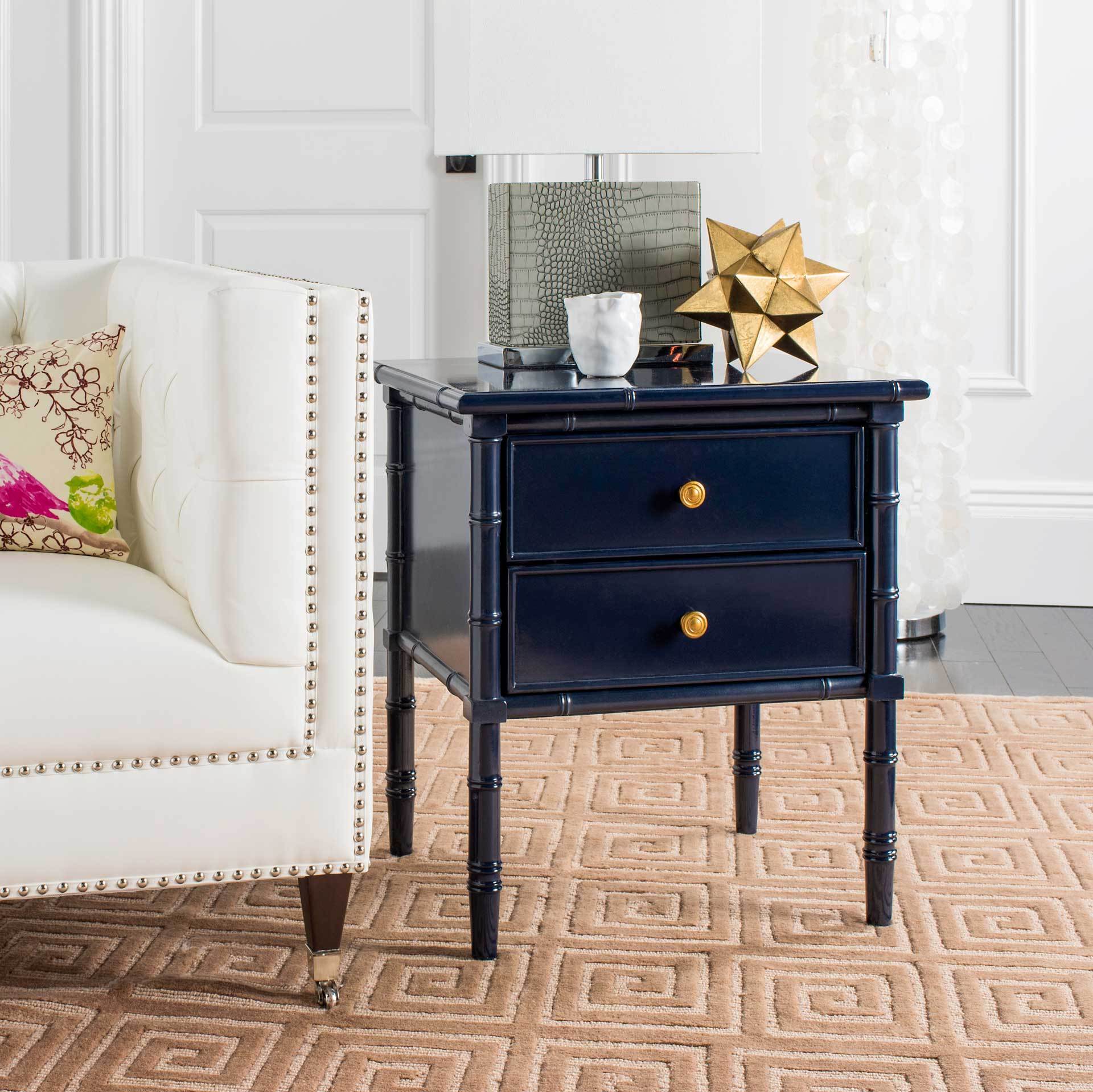 Mitchell 2 Drawer Bamboo Nightstand Navy - Image 7